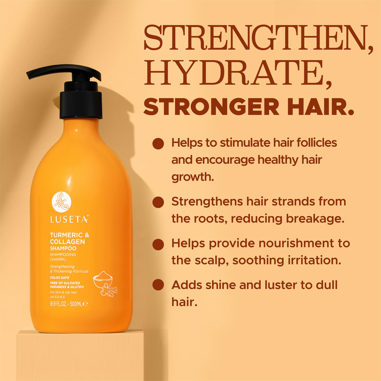 Foto 4 pulgar | Champú Luseta Para El Crecimiento Del Cabello Con Cúrcuma Y Colágeno, 500 Ml - Venta Internacional.