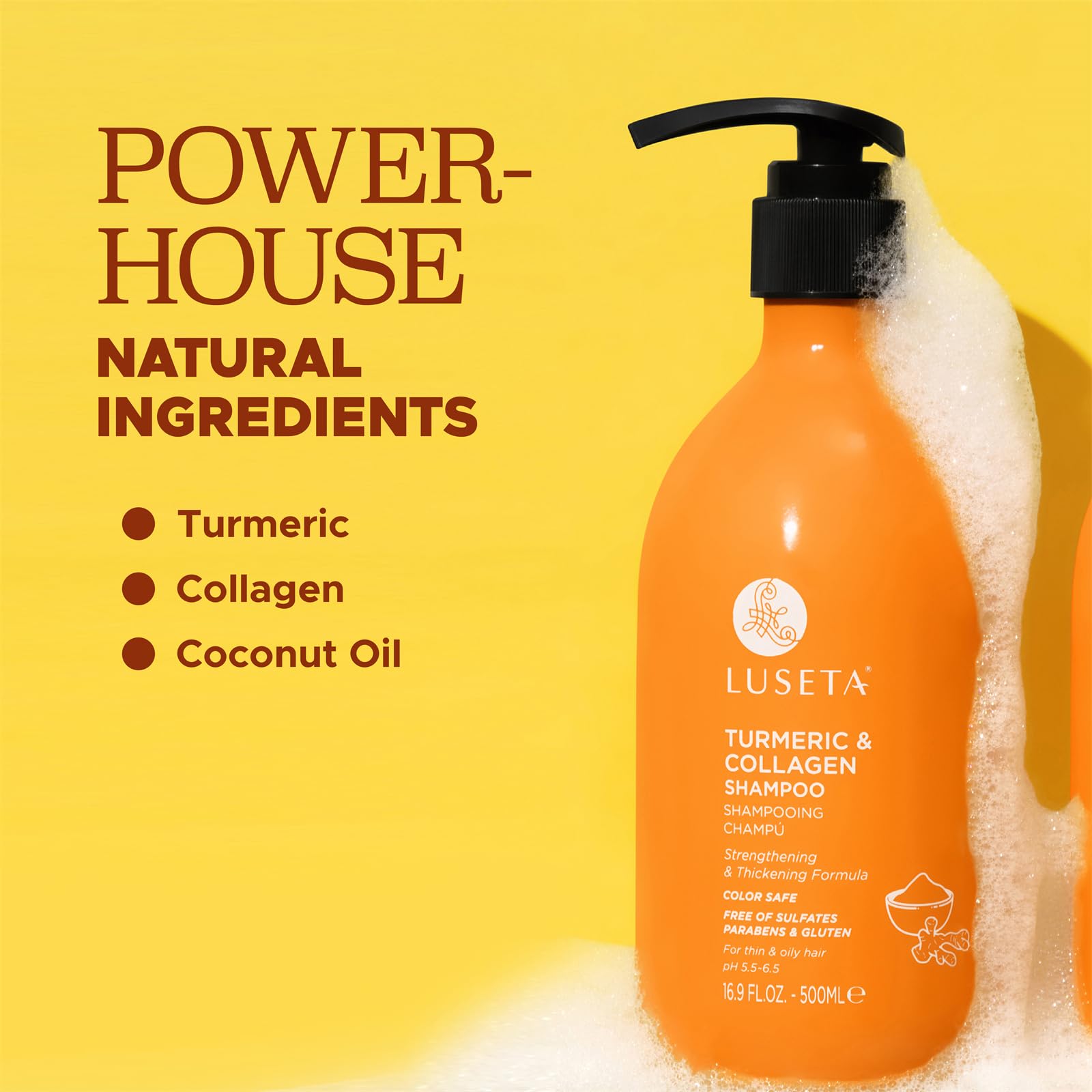 Foto 5 pulgar | Champú Luseta Para El Crecimiento Del Cabello Con Cúrcuma Y Colágeno, 500 Ml - Venta Internacional.