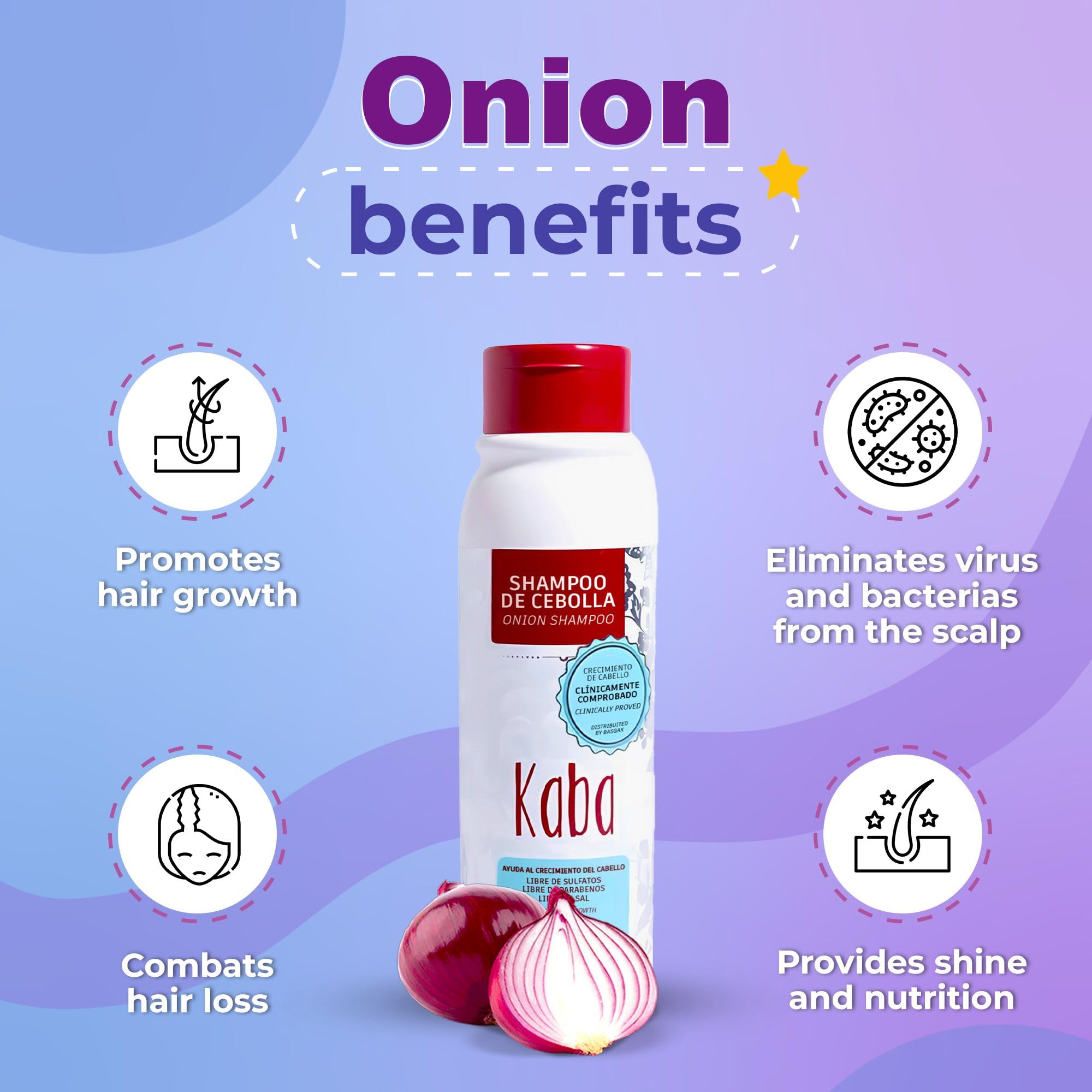 Foto 2 | Champú Kaba Onion Para El Crecimiento Del Cabello, 500 Ml, Para Todo Tipo De Cabello - Venta Internacional.