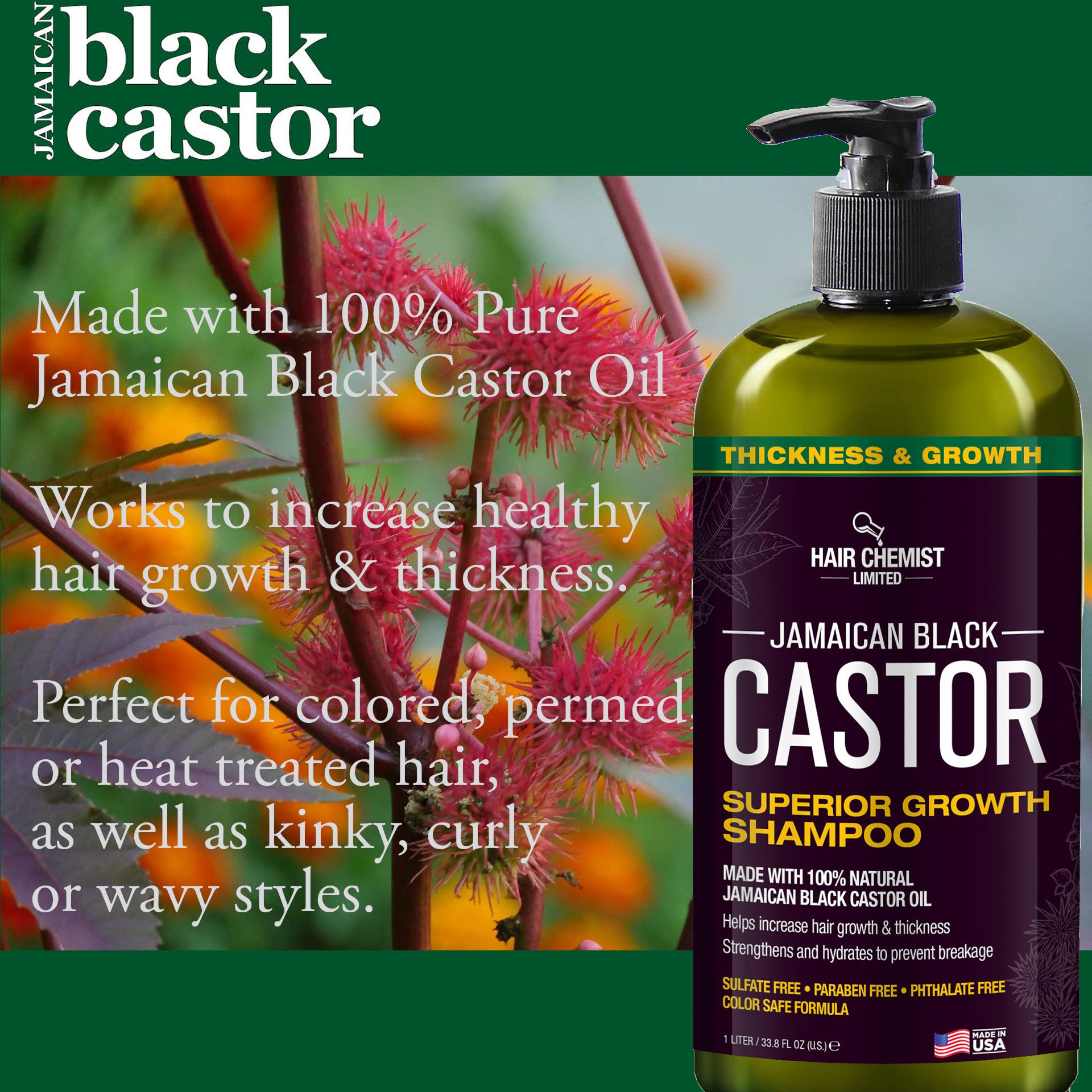Foto 4 pulgar | Shampoo Hair Chemist Superior Growth Jamaican Black Castor 1l - Venta Internacional