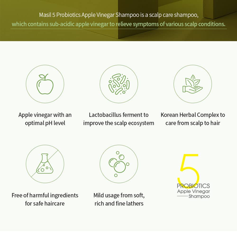 Foto 4 pulgar | Champú Masil 5 Probiotics, Vinagre De Sidra De Manzana, 300 Ml X 20 - Venta Internacional.