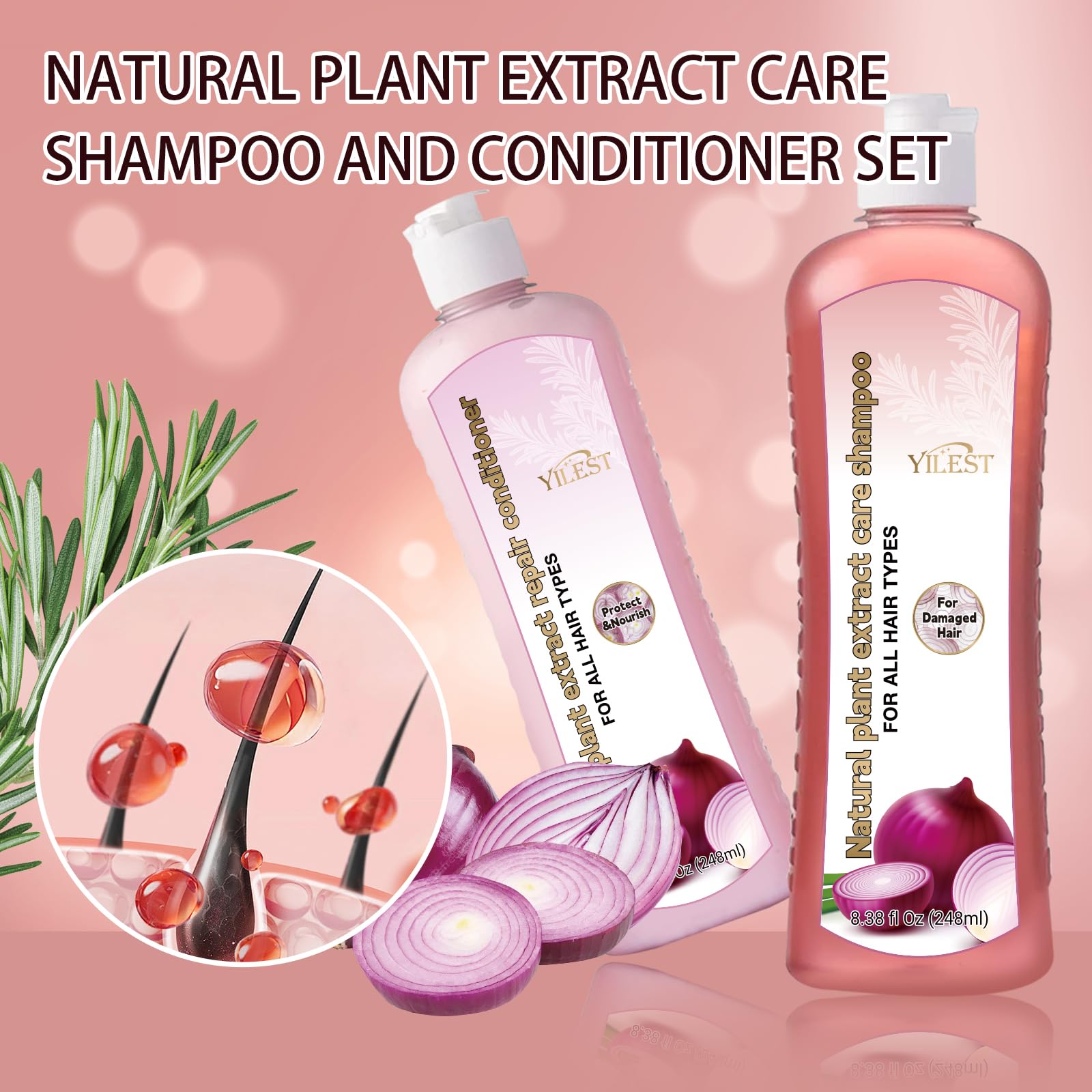 Foto 6 pulgar | Set De Champú Con Cebolla, Biotina Y Romero Para El Crecimiento Del Cabello - Venta Internacional.