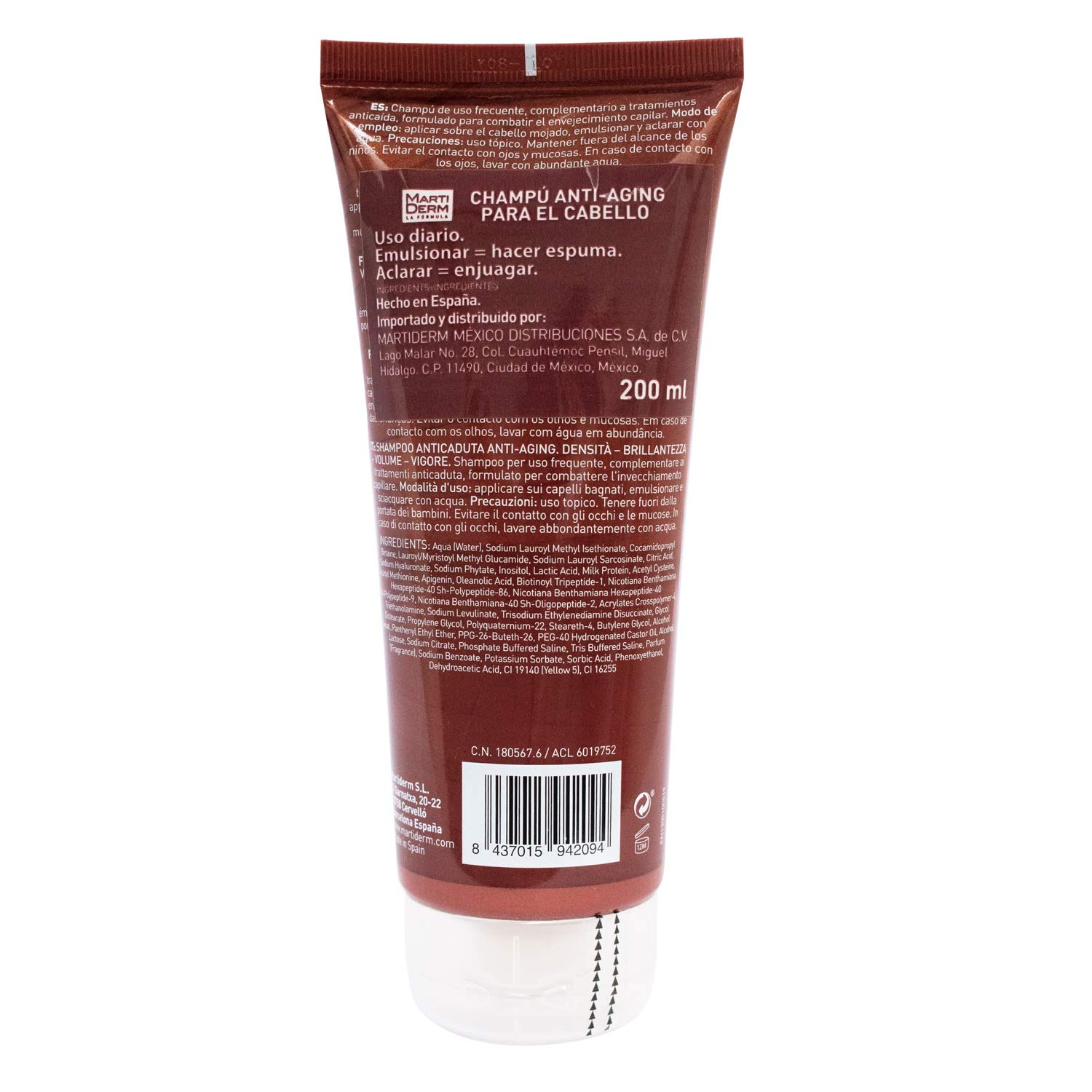 Foto 5 pulgar | Shampoo Anticaída Antienvejecimiento Martiderm 200 Ml - Venta Internacional