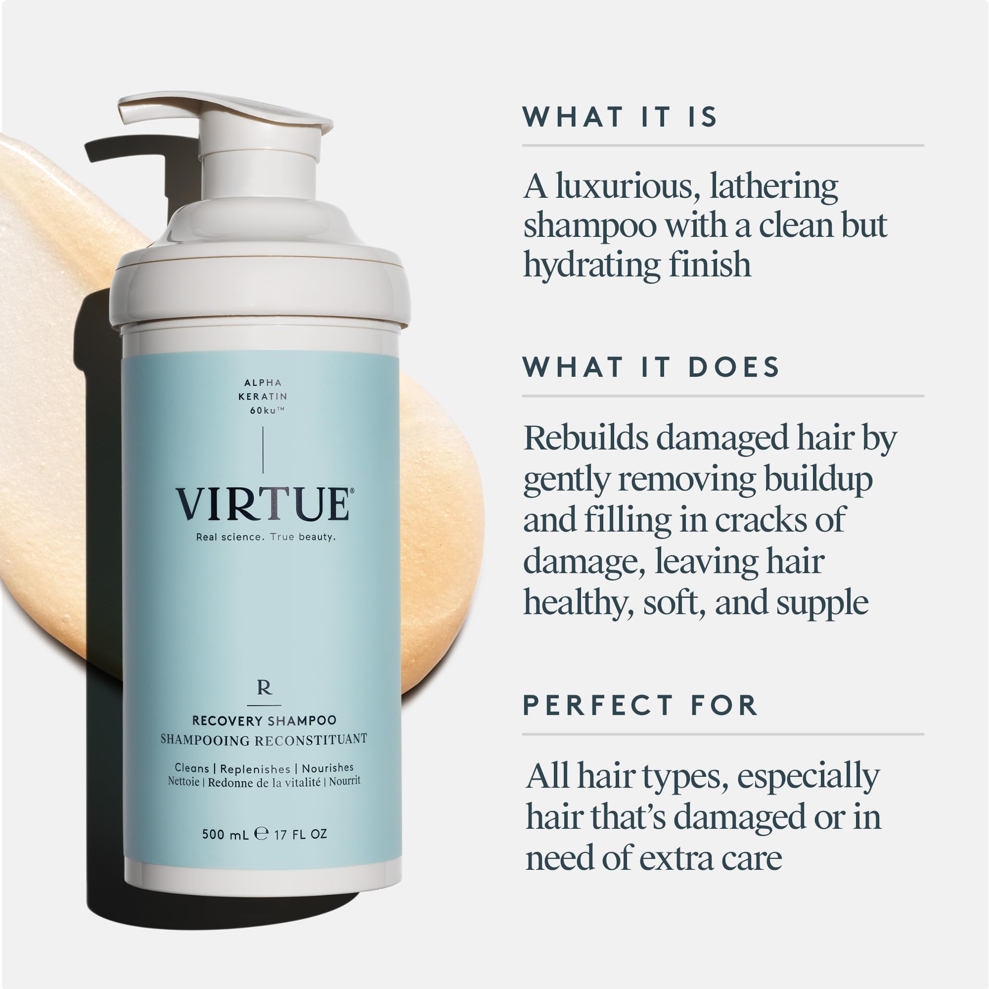 Foto 3 pulgar | Champú Virtue Recovery Sin Sulfatos Con Queratina Y Aceite De Semillas De Baobab - Venta Internacional.