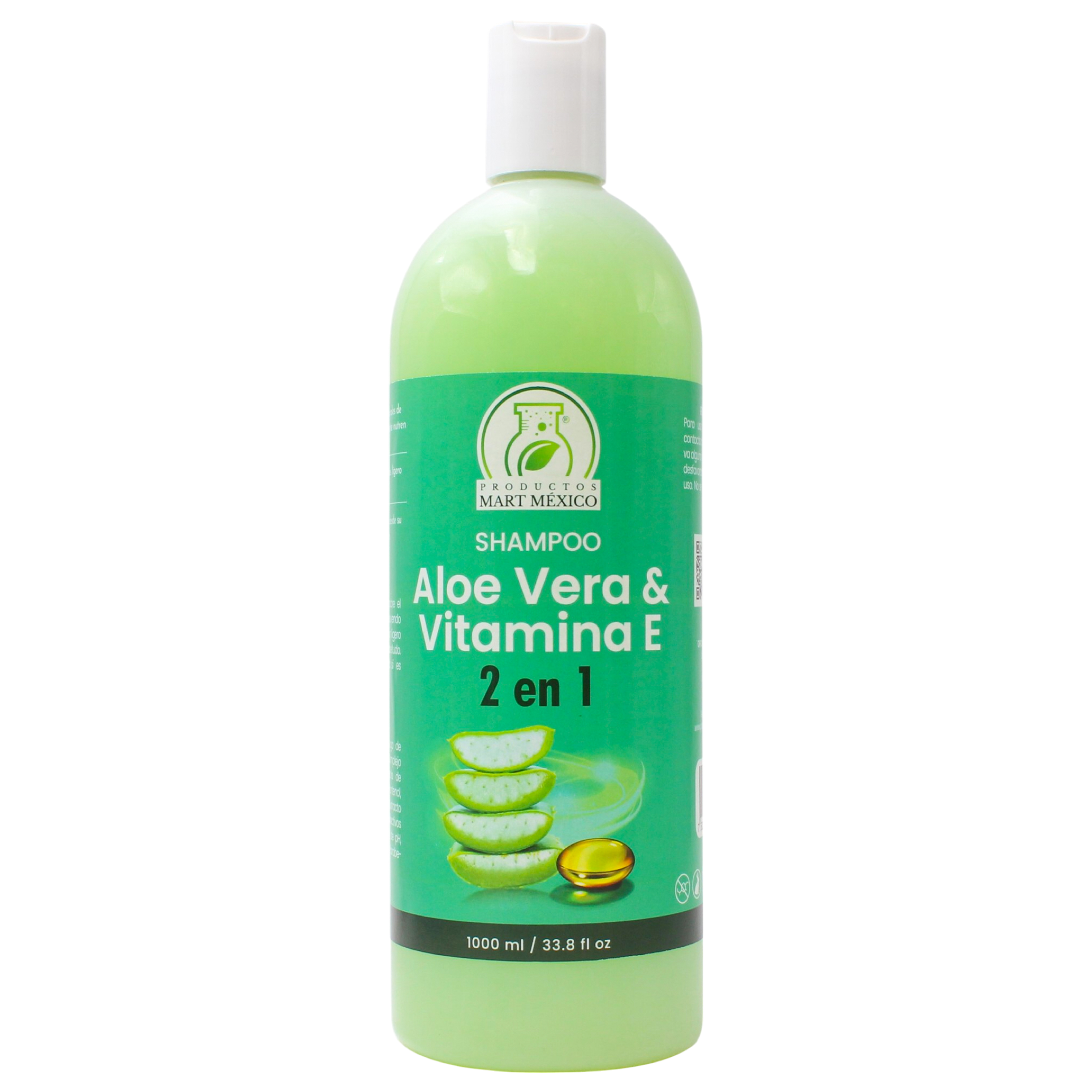Shampoo Productos Mart México Aloe Vera & Vitamina E 2 en 1 Capilar Hidrata 1 l