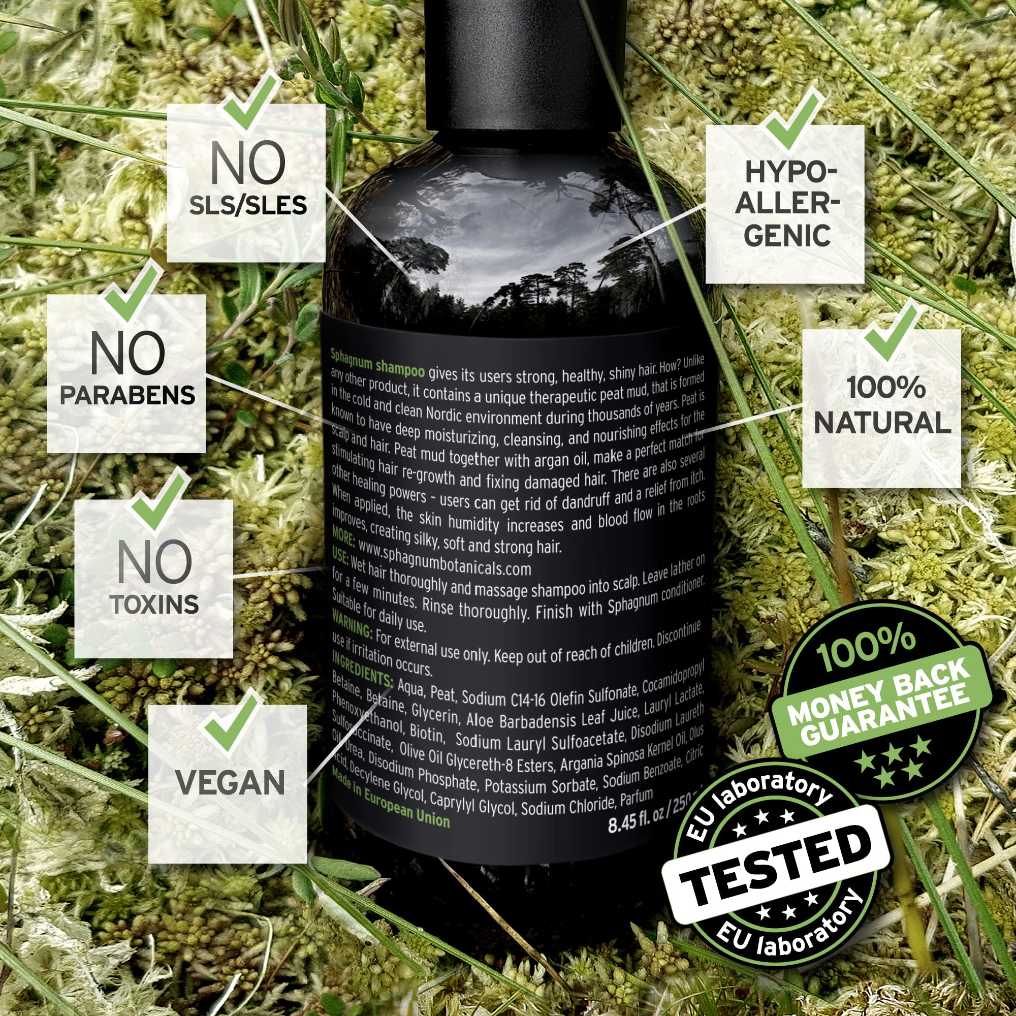 Foto 3 pulgar | Champú Sphagnum Botanicals Para El Crecimiento Del Cabello con Biotina - Venta Internacional