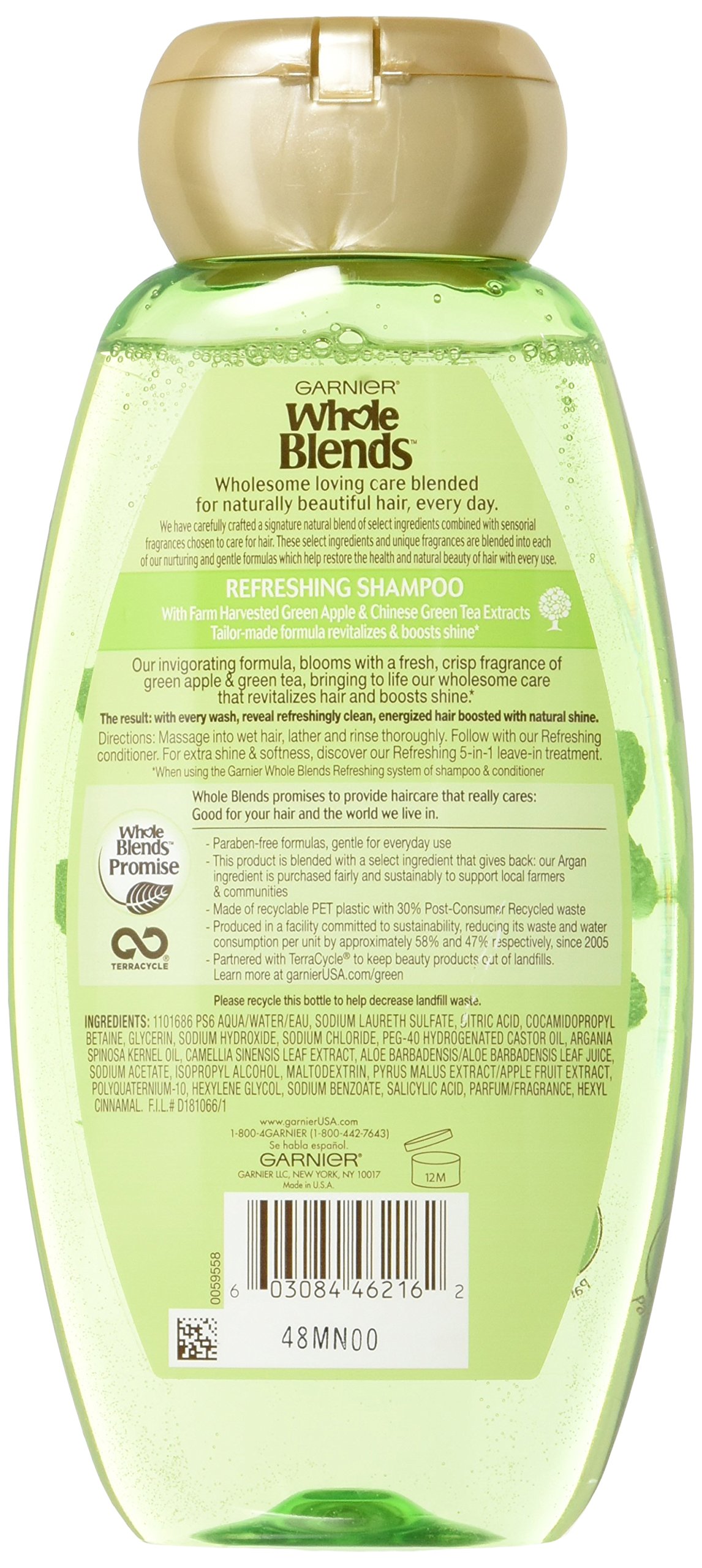 Foto 3 pulgar | Champú Garnier Whole Blends De Manzana Verde Y Té Verde 370 Ml - Venta Internacional.