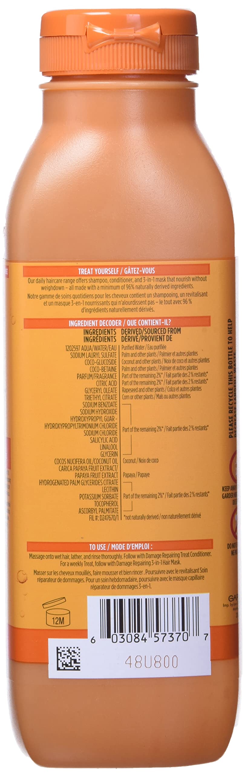 Foto 3 pulgar | Champú Garnier Fructis Damage Repair Treat 350 Ml - Venta Internacional.