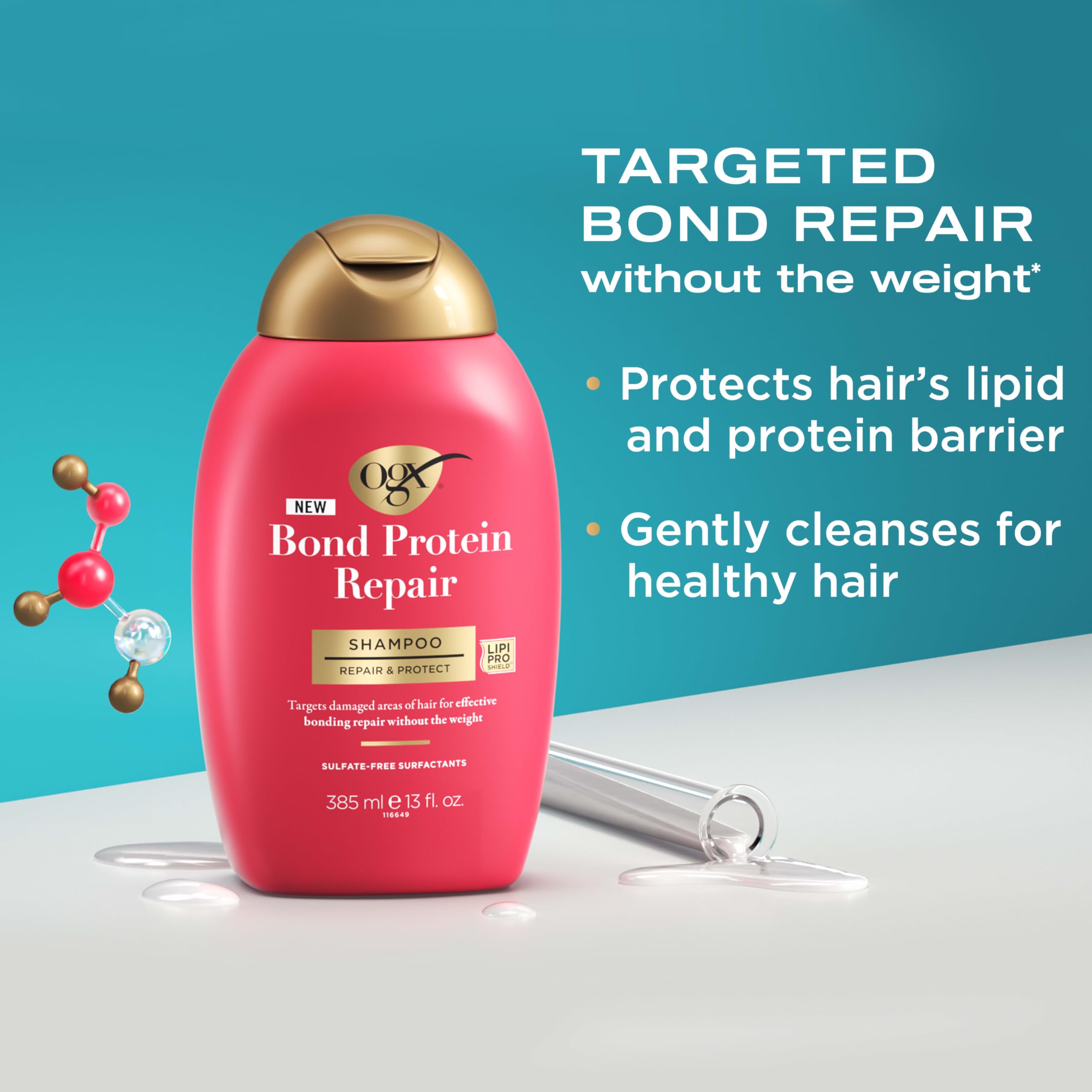 Foto 3 pulgar | Champú Ogx Repair & Protect Bond Protein 385 Ml Sin Sulfatos - Venta Internacional.