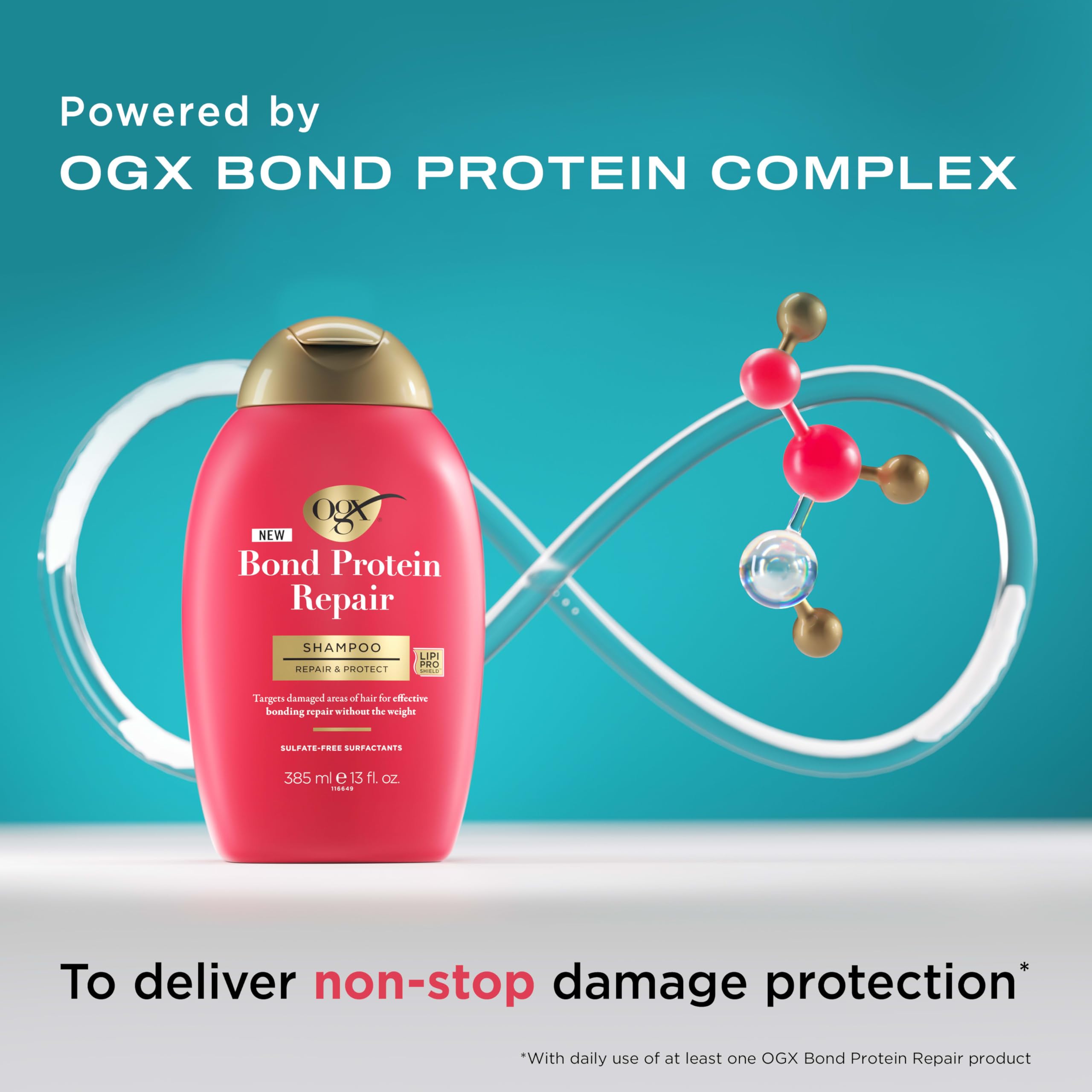 Foto 4 pulgar | Champú Ogx Repair & Protect Bond Protein 385 Ml Sin Sulfatos - Venta Internacional.