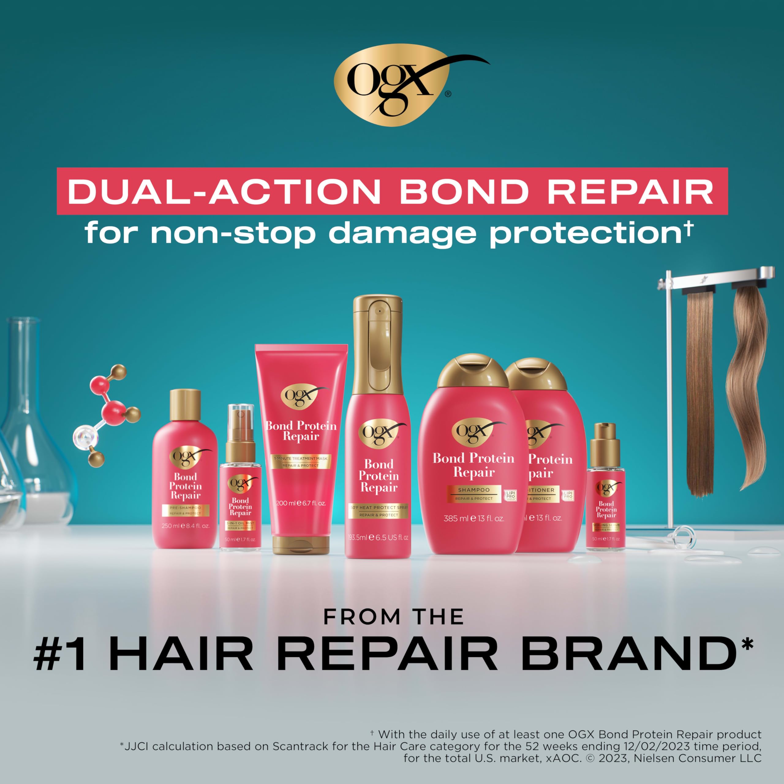 Foto 6 pulgar | Champú Ogx Repair & Protect Bond Protein 385 Ml Sin Sulfatos - Venta Internacional.