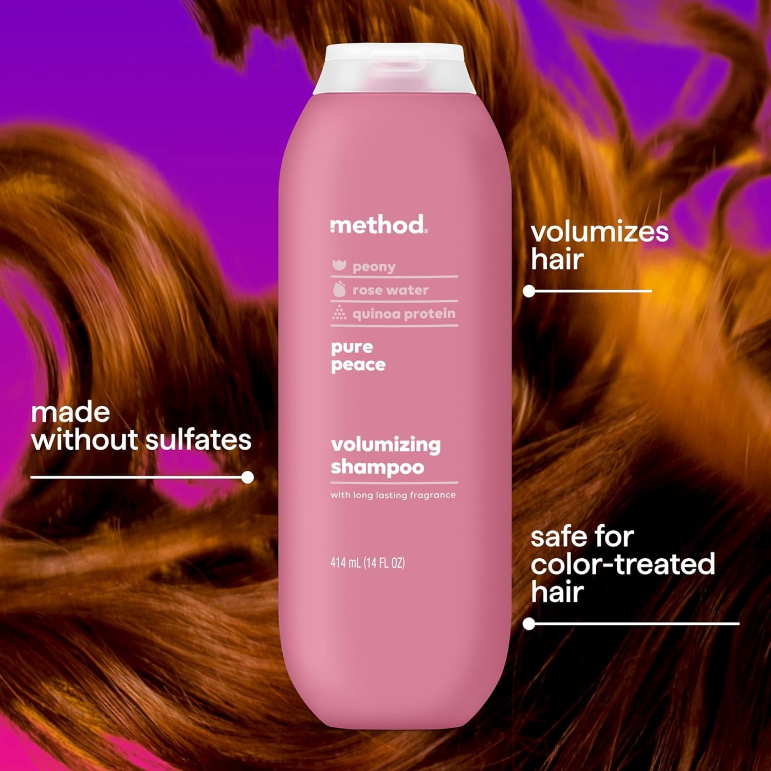 Foto 5 | Shampoo Method Volumizing Pure Peace Con Rosa 414 Ml (paquete De 3) - Venta Internacional.
