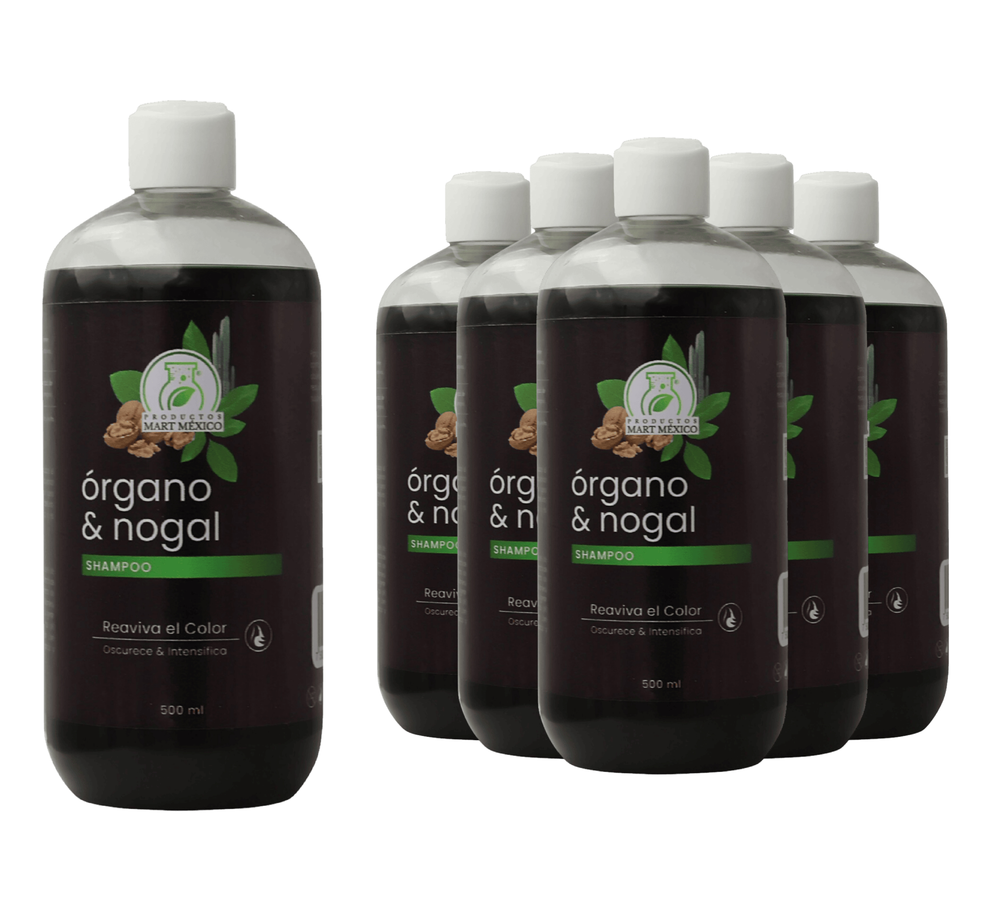Foto 2 pulgar | Shampoo Organo & Nogal Pack 6 Pezas 
Productos Mart Mexico 500 Ml