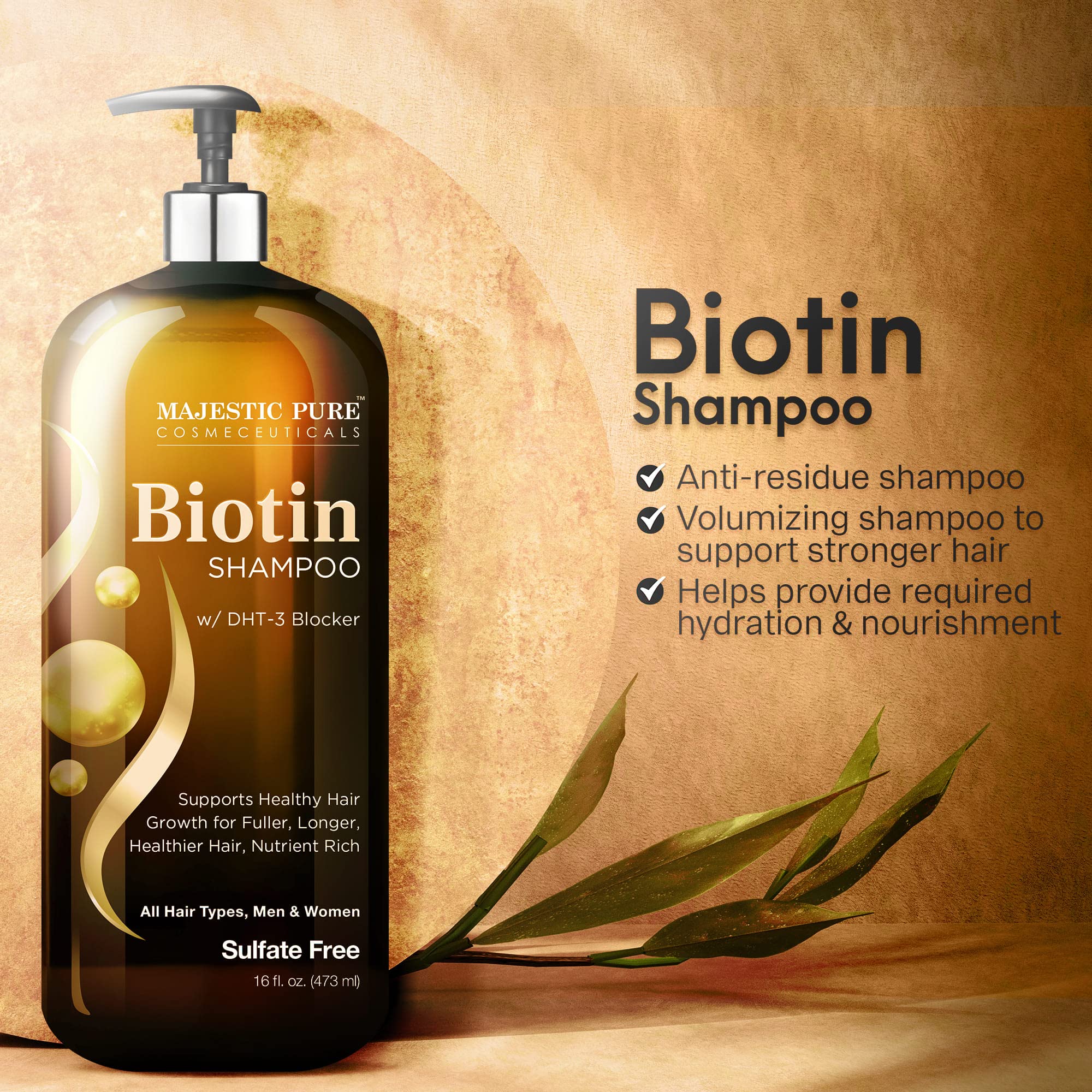 Foto 5 pulgar | Champú Majestic Pure Biotin Para El Crecimiento Del Cabello, 480 Ml, Sin Sulfatos - Venta Internacional.