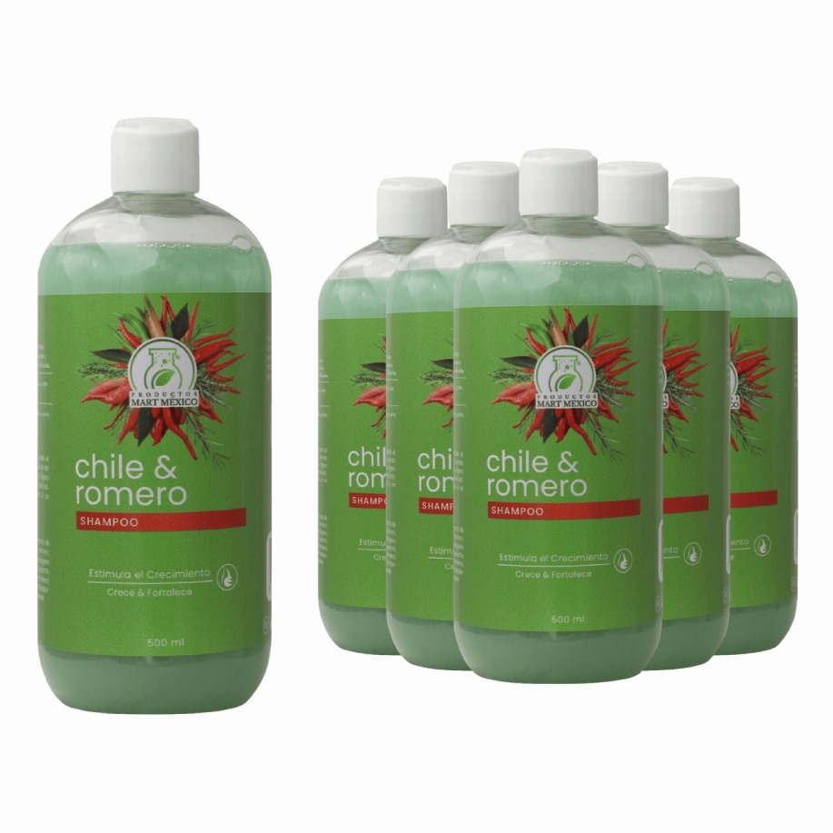 Shampoo De Chile & Romero Pack 6 Piezas
Productos Mart Mexico 500 Ml