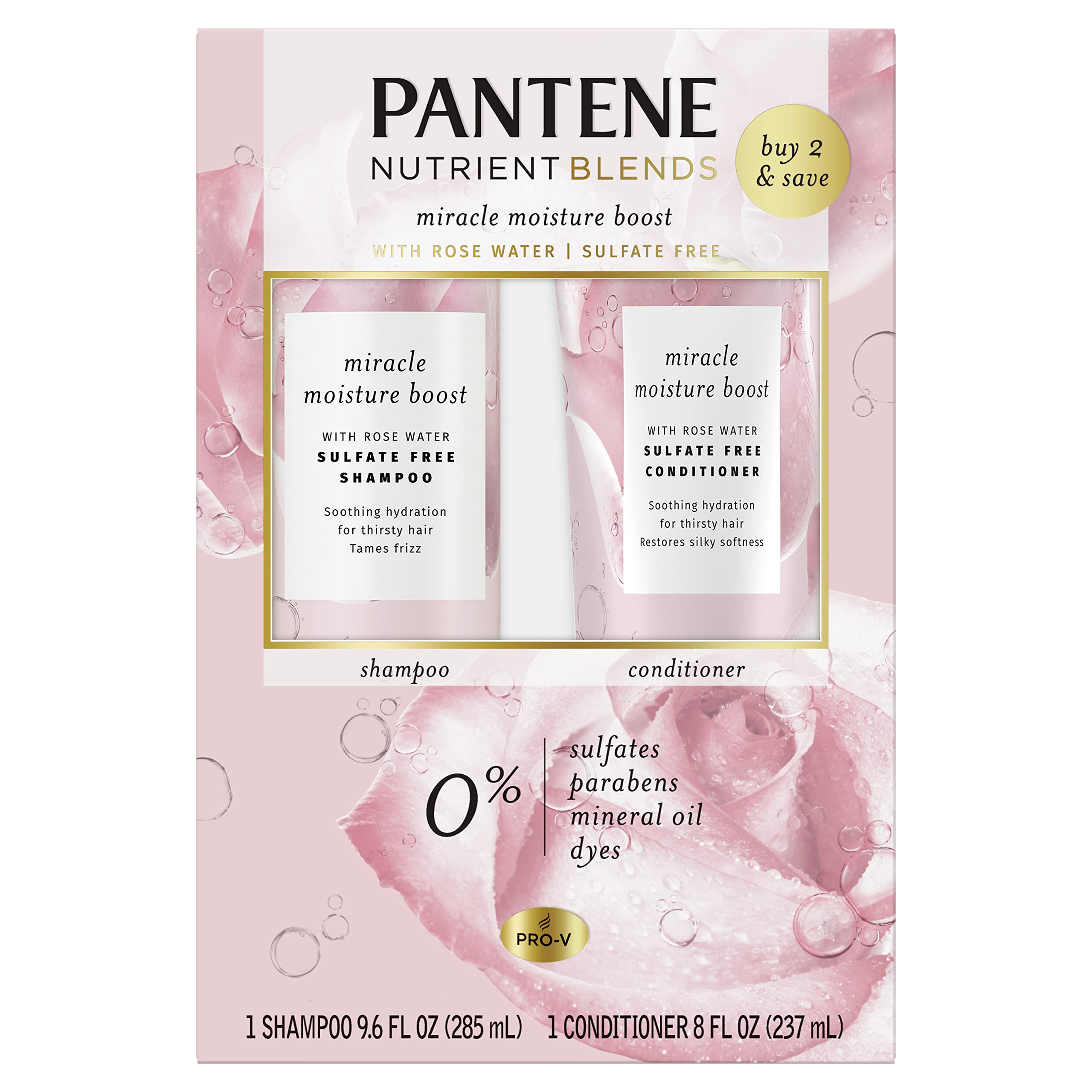 Foto 2 pulgar | Champú Y Acondicionador Pantene Nutrient Blends Miracle Moisture Boost Rose Water - Venta Internacional.