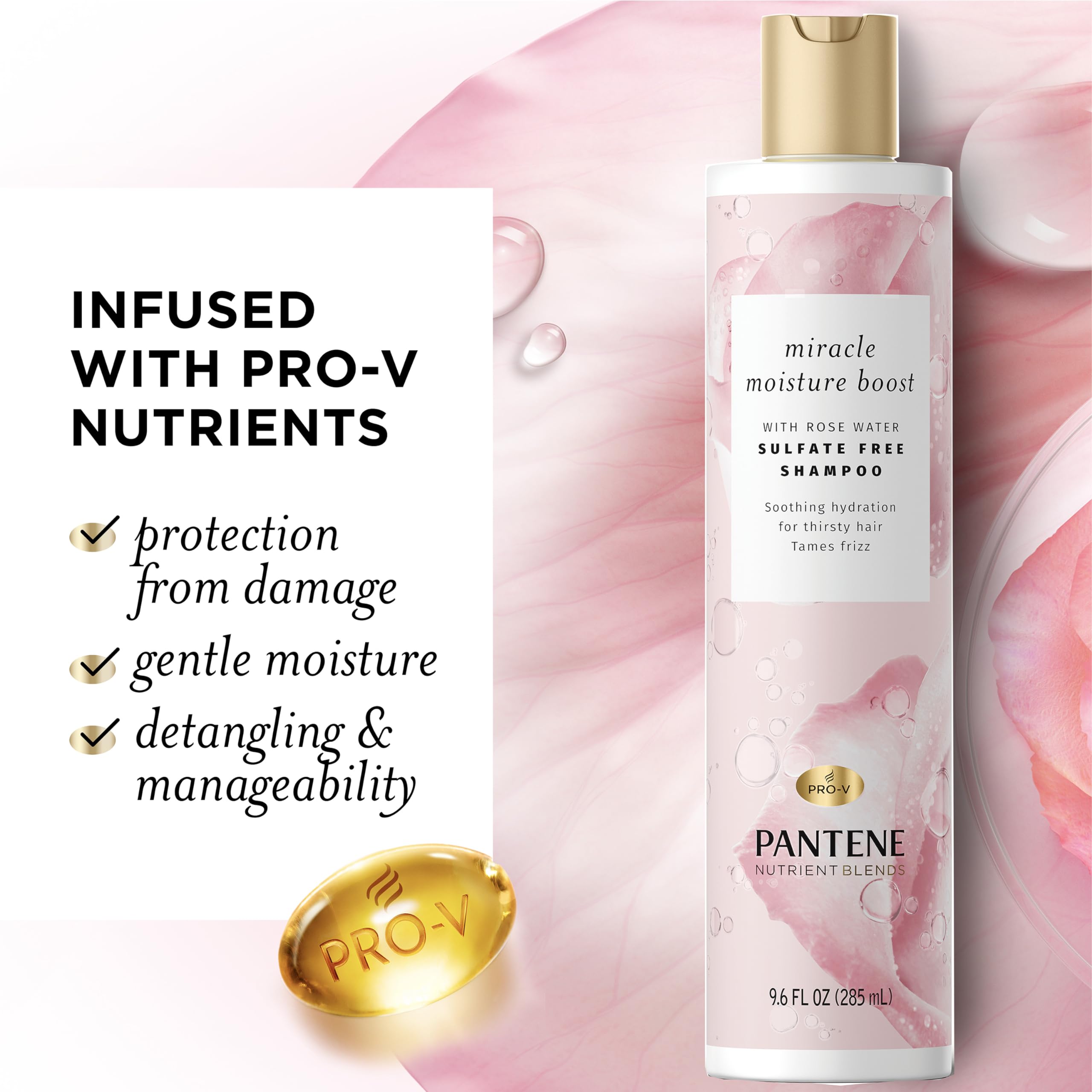 Foto 3 pulgar | Champú Y Acondicionador Pantene Nutrient Blends Miracle Moisture Boost Rose Water - Venta Internacional.