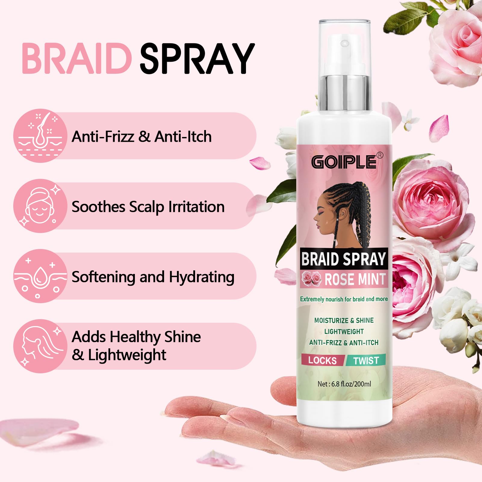 Foto 5 pulgar | Champú Braid Spray Goiple Rose Mint Para Rastas, 200 Ml, Sin Agua - Venta Internacional.