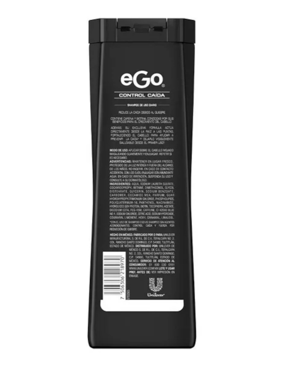Foto 4 pulgar | Ego Shampoo Control Caída 2 En 1  Reduce La Caída Del Cabello Y Deja Una Fragancia + Termo Güish Gratis