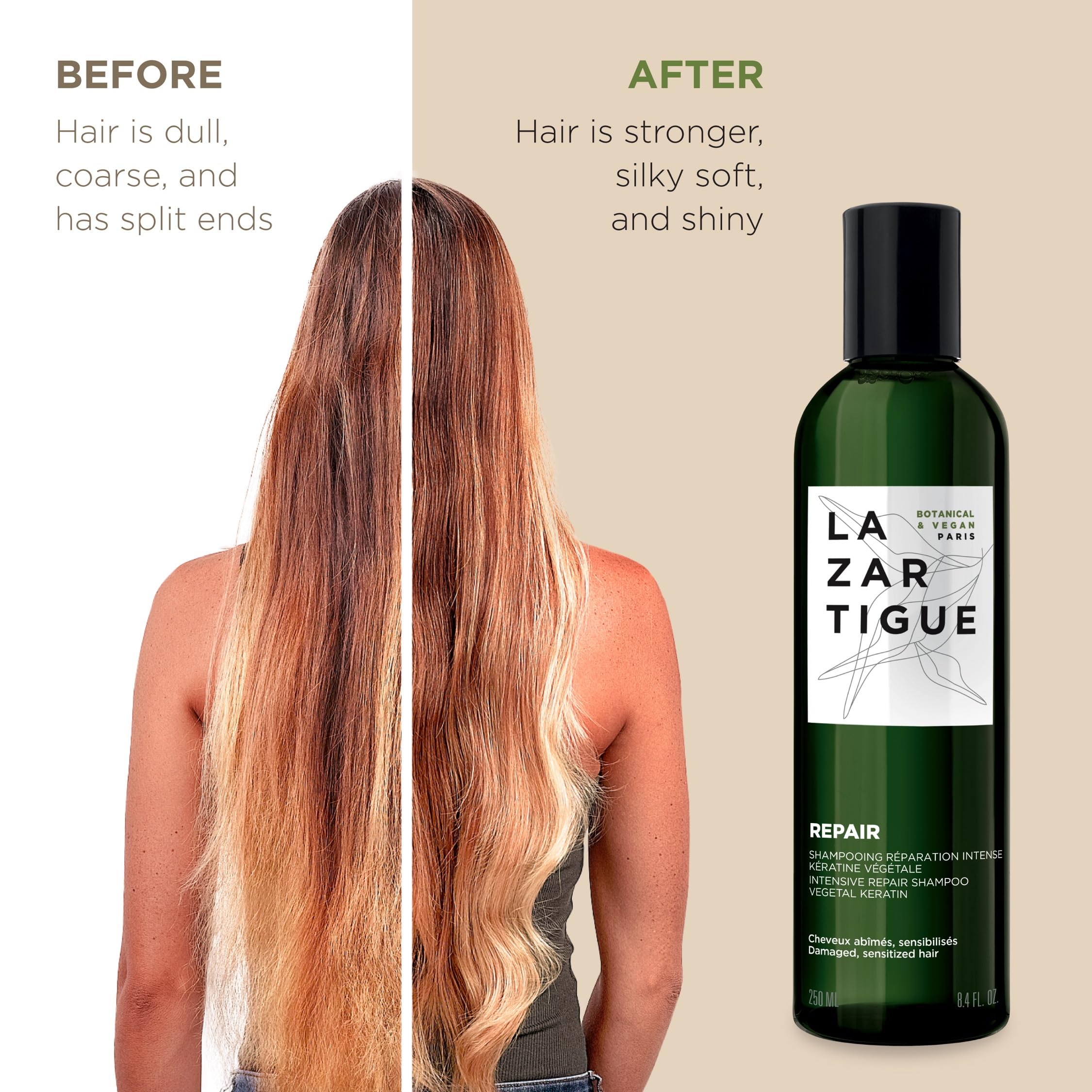 Foto 5 pulgar | Champú Lazartigue Repair Vegetal Keratin 250ml Vegan - Venta Internacional.