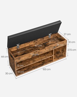 Foto 5 | Banco Para Zapatos Vasagle Con Almacenamiento Y Cojín De 150 Kg De Capacidad