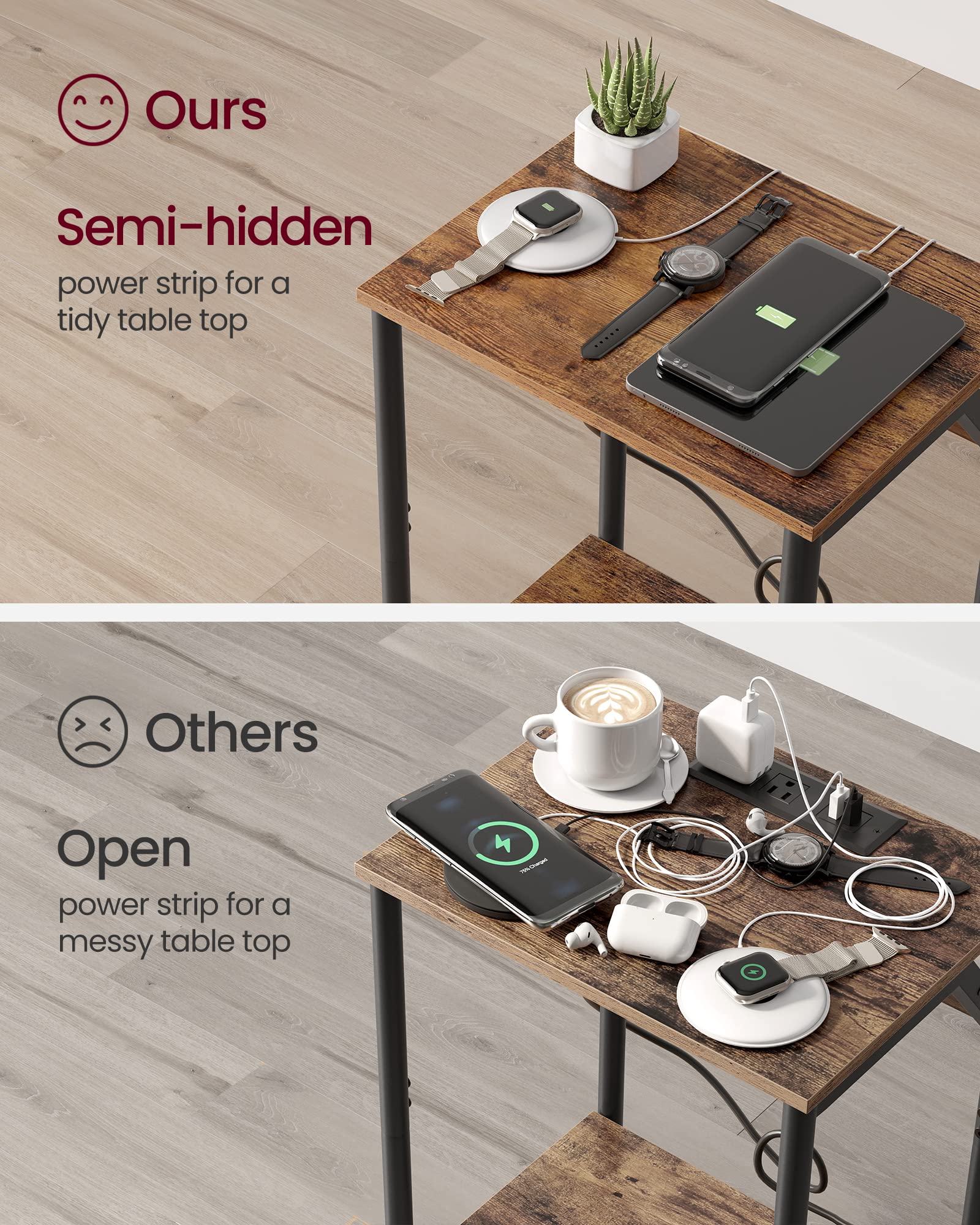 Foto 5 pulgar | Set De 2 Estaciones De Carga Para Mesa Auxiliar Vasagle Con Puertos Usb