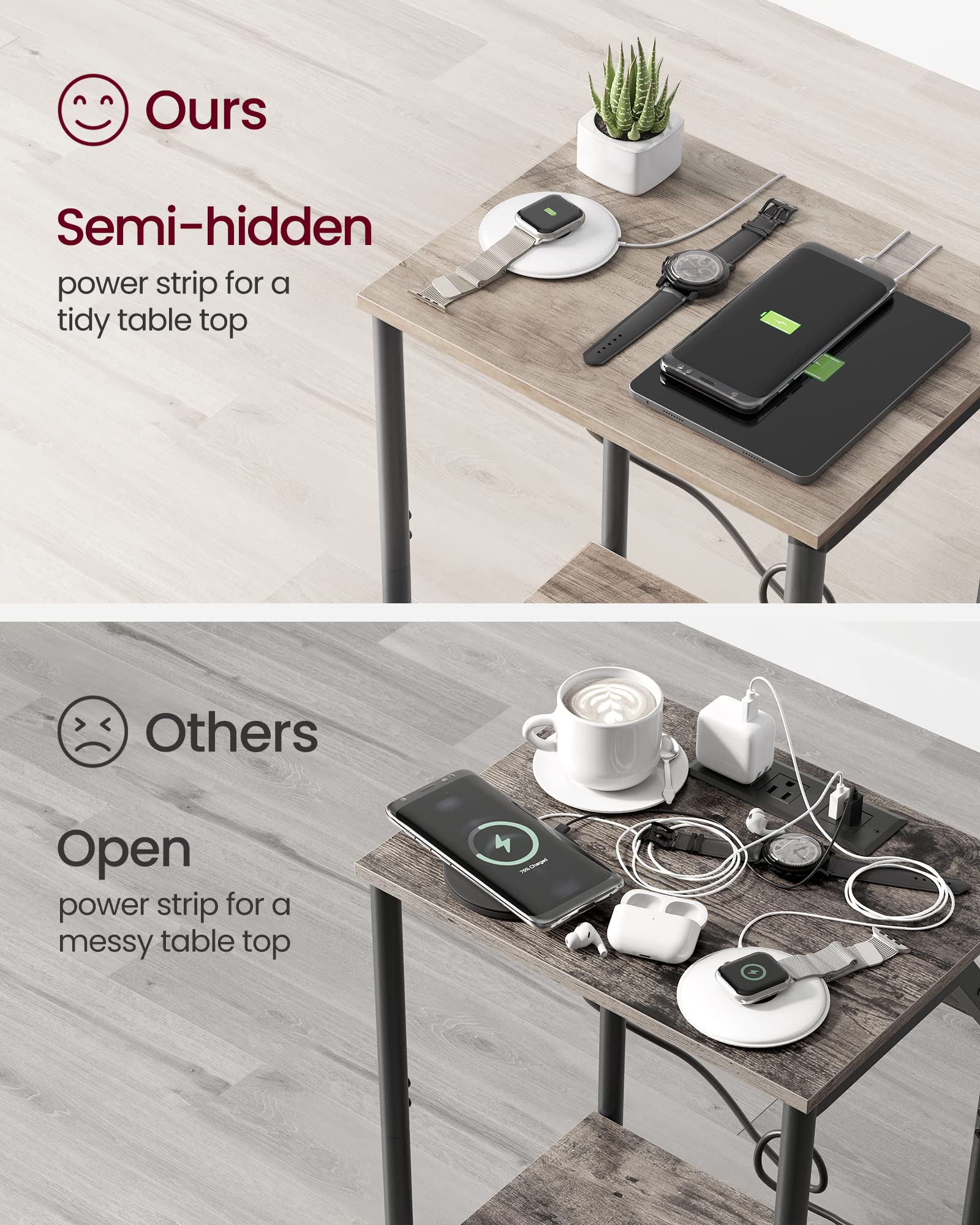 Foto 5 pulgar | Set De 2 Estaciones De Carga Para Mesa Auxiliar Vasagle Con Puertos Usb