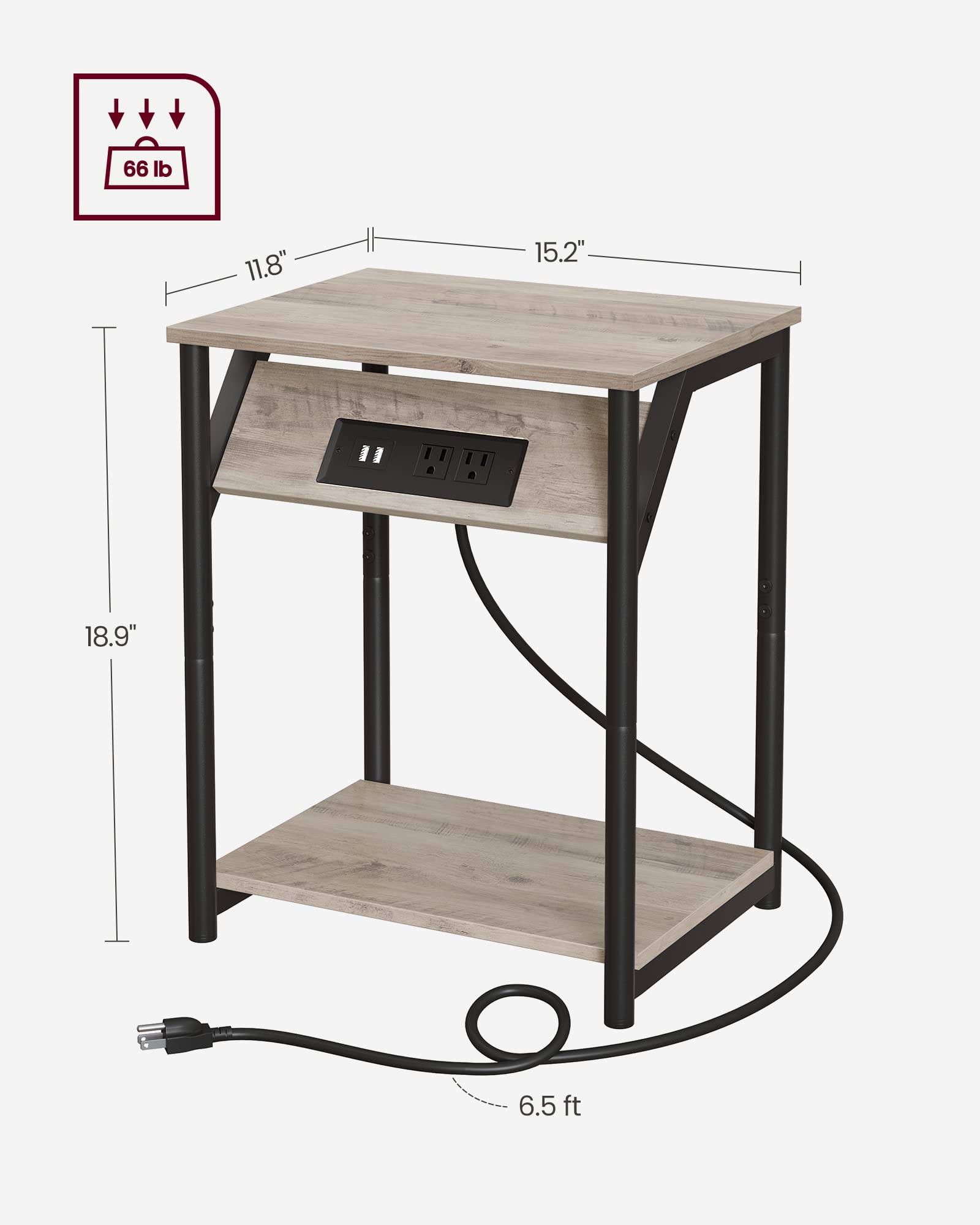 Foto 5 | Set De 2 Estaciones De Carga Para Mesa Auxiliar Vasagle Con Puertos Usb