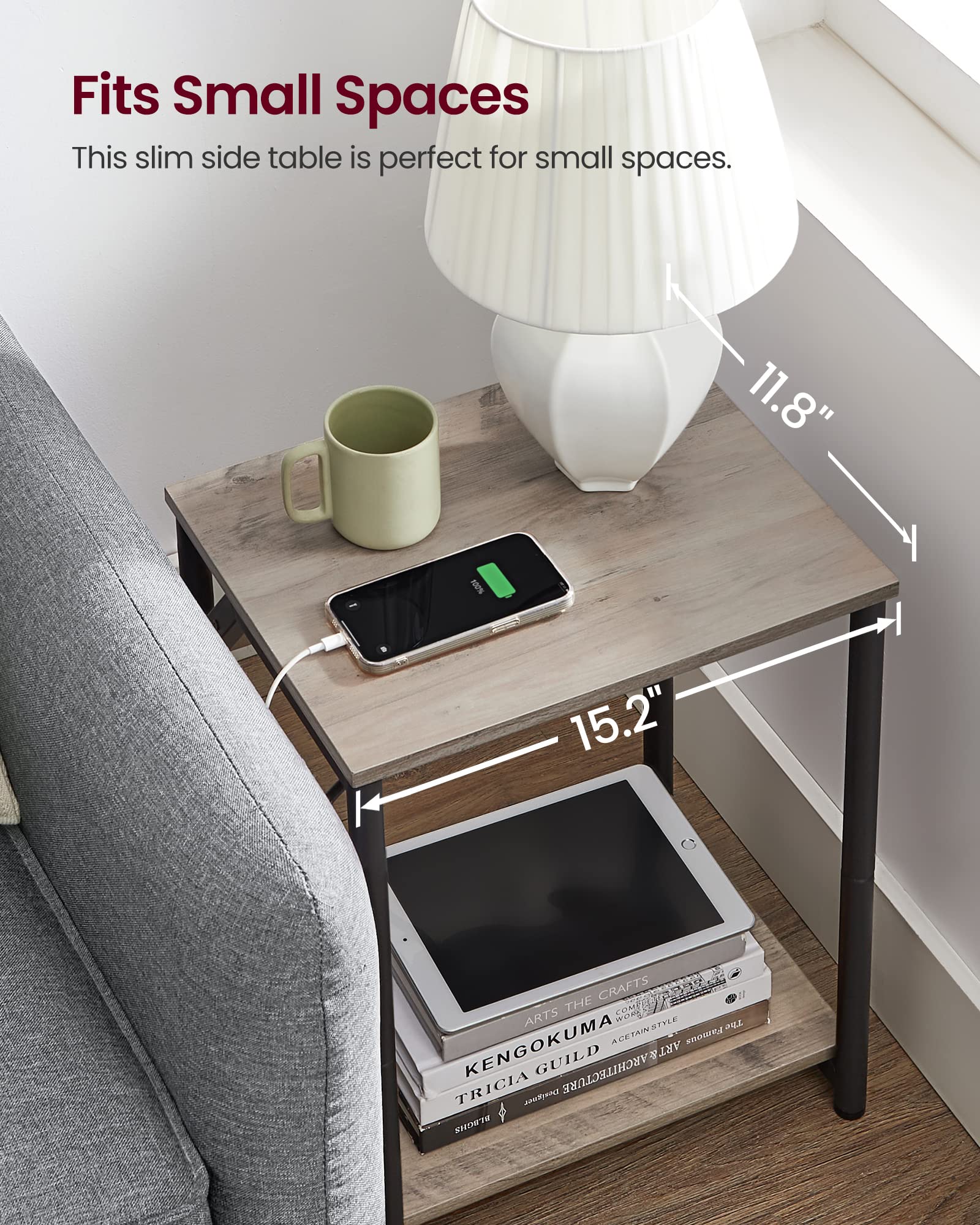 Foto 8 | Set De 2 Estaciones De Carga Para Mesa Auxiliar Vasagle Con Puertos Usb