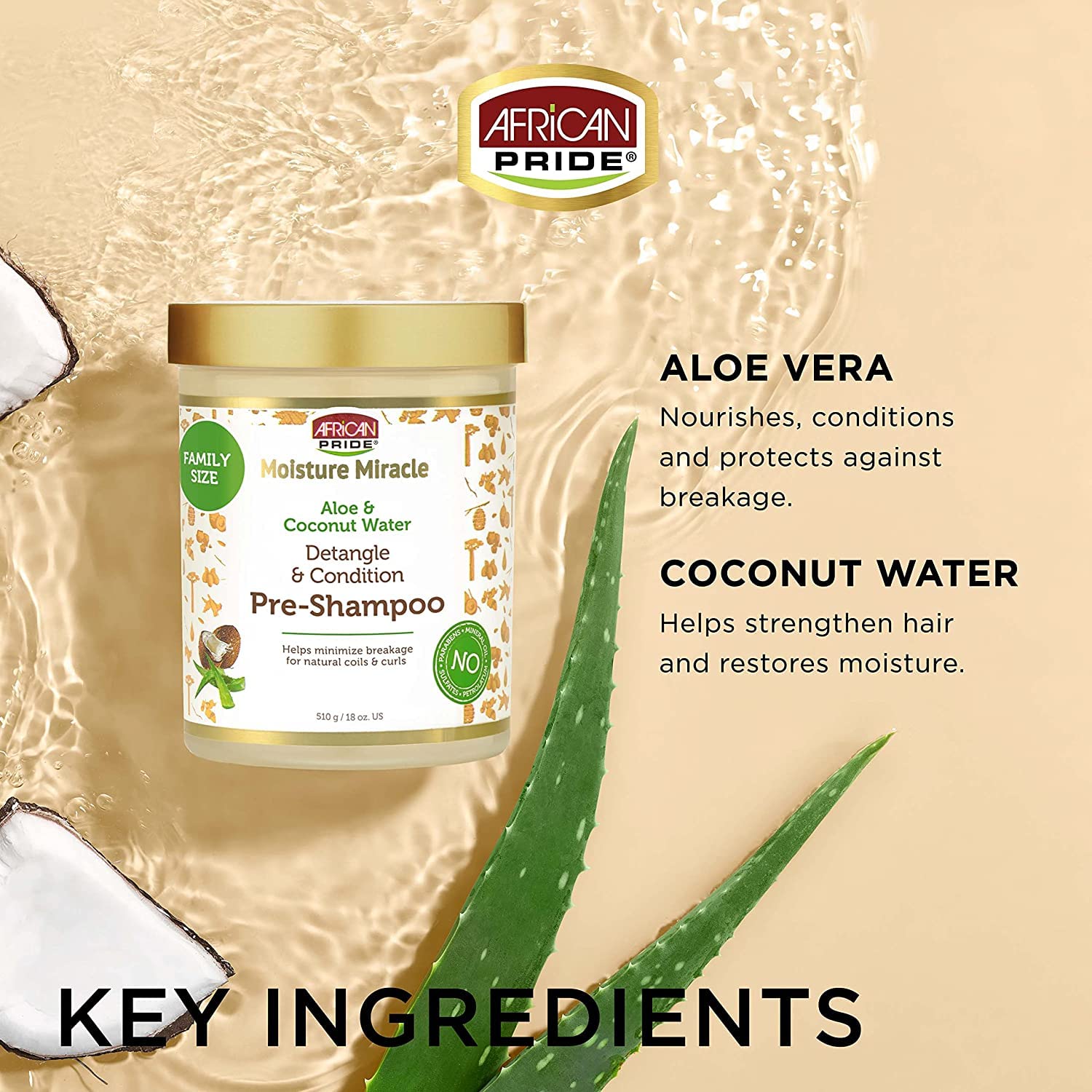 Foto 4 | Prechampú African Pride Moisture Miracle Aloe & Coconut 540 Ml - Venta Internacional.