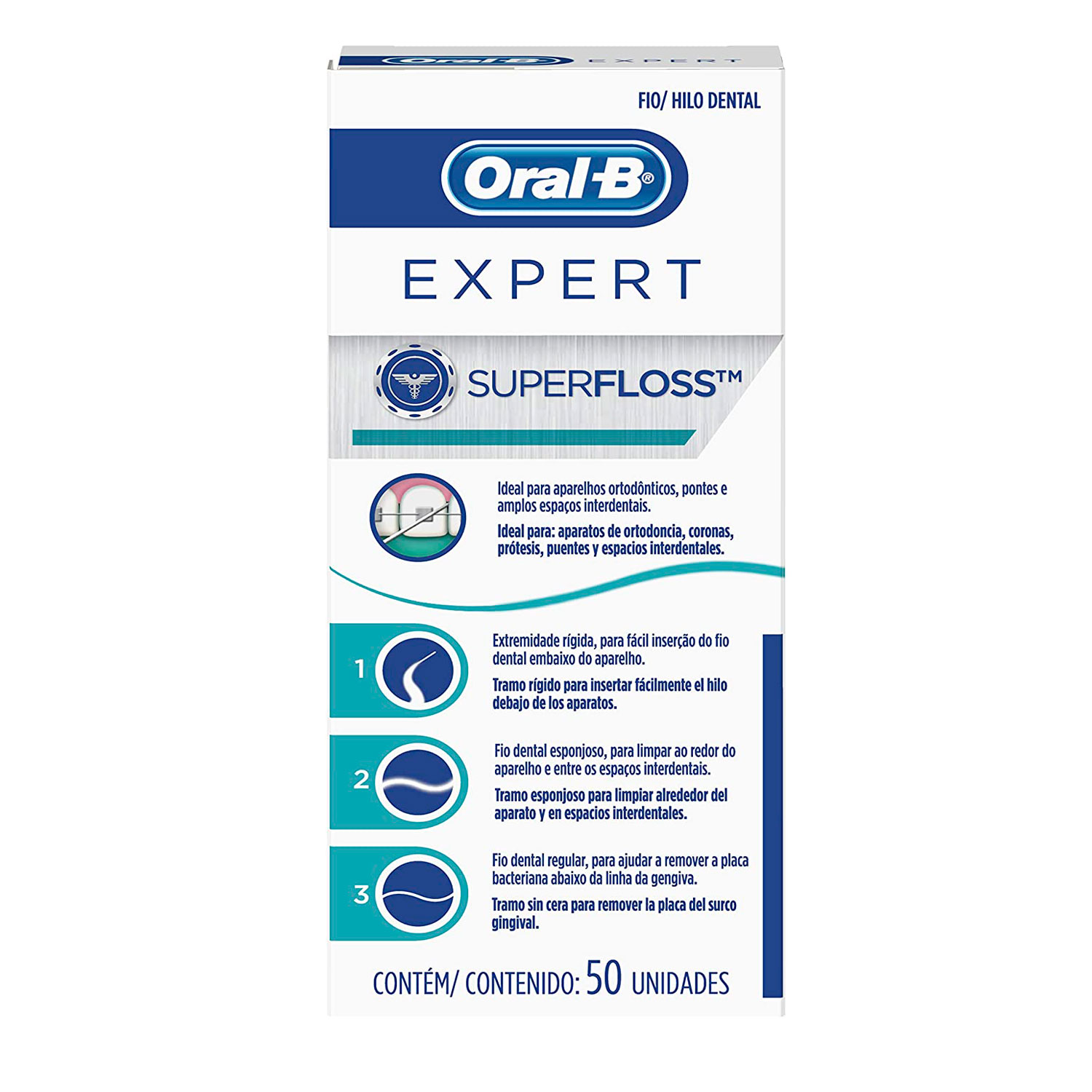 Foto 2 pulgar | Hilo Dental para Ortodoncia Super Floss Oral B
