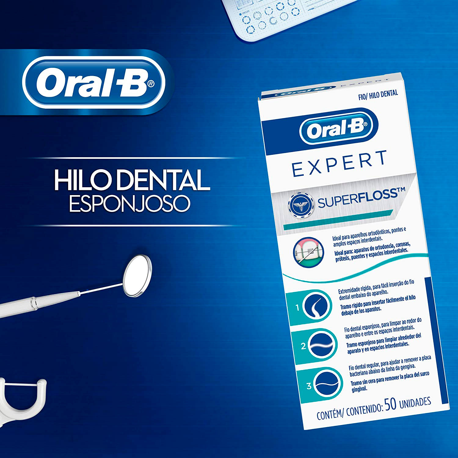 Foto 4 pulgar | Hilo Dental para Ortodoncia Super Floss Oral B