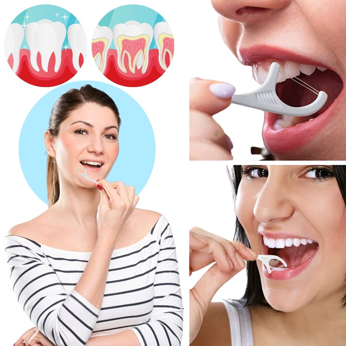 Foto 8 pulgar | Hilo Dental Set 100 Piezas Limpieza Bucal Dientes Higiene