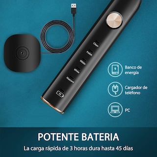 Foto 3 | Cepillo de Dientes Eléctrico Potente con 5 Cabezales Negro