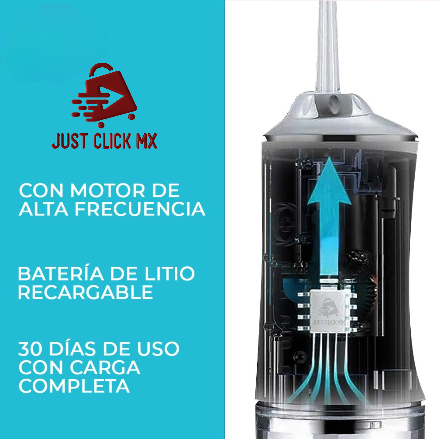 Foto 4 pulgar | Limpiador Bucal JustClick MX Blanco Eléctrico con Accesorios