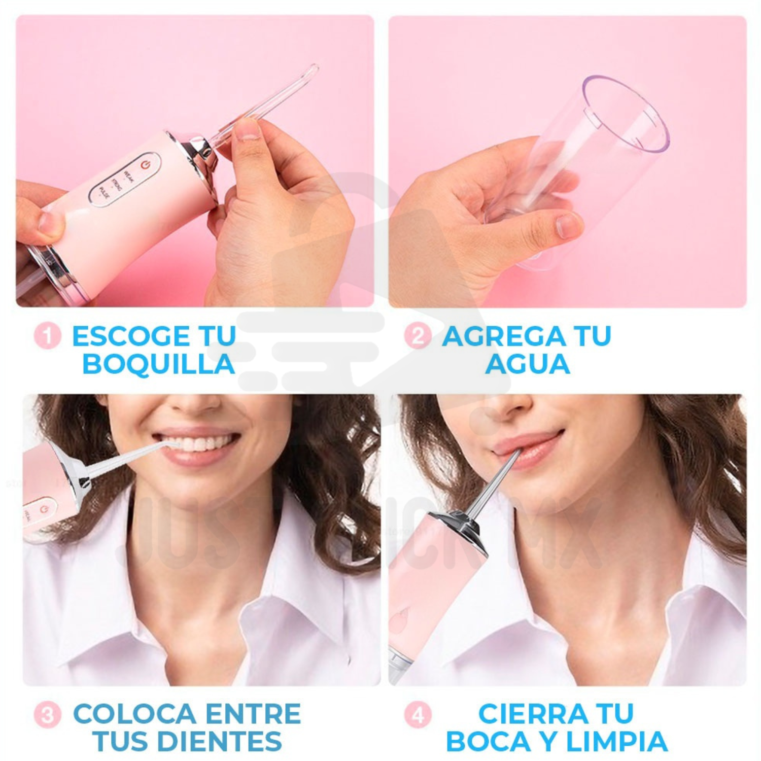 Foto 5 pulgar | Limpiador Bucal JustClick MX Blanco Eléctrico con Accesorios