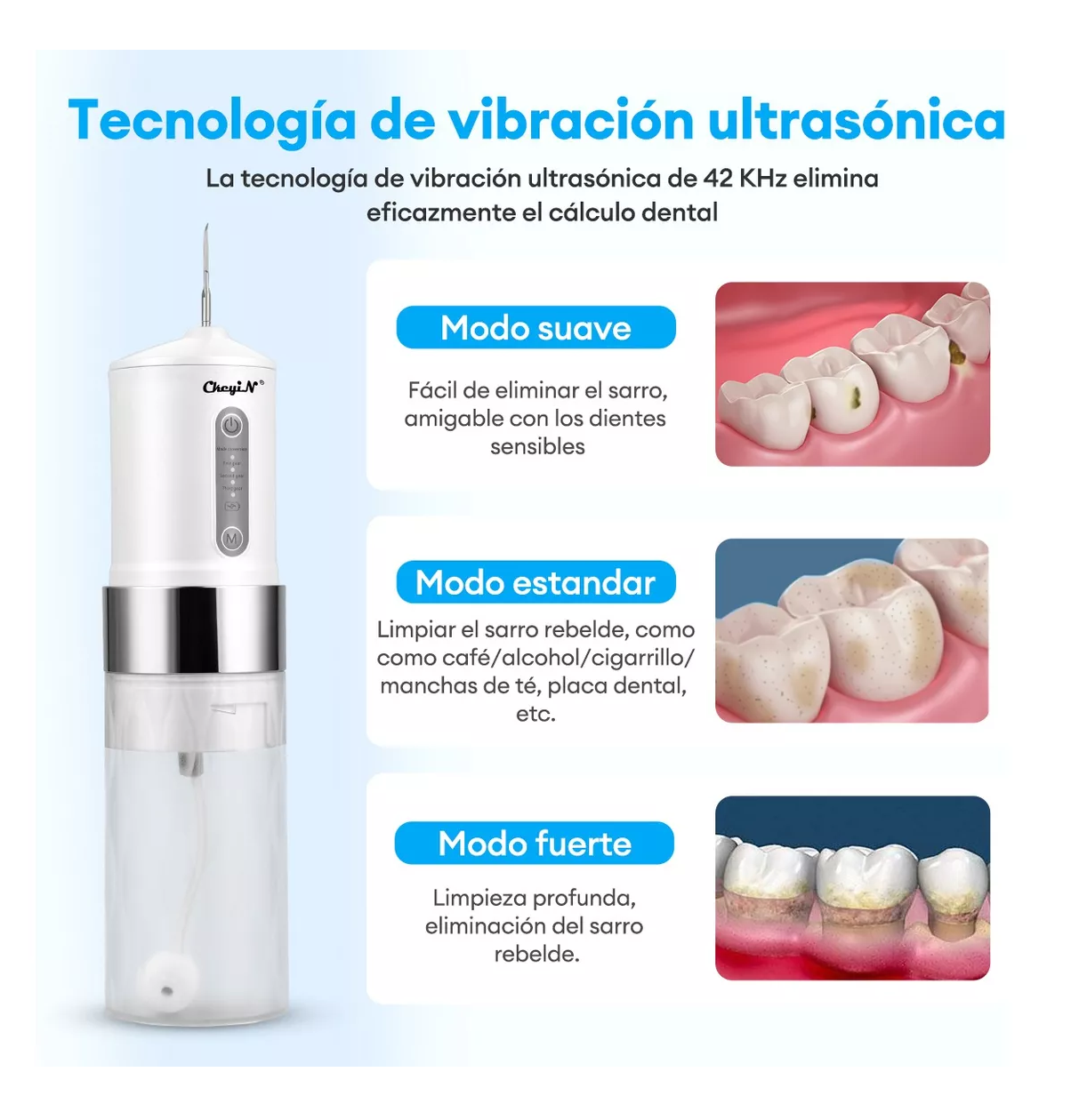 Foto 5 pulgar | Limpiador de Dientes Eléctrico Ultrasónico Ckeyin 2 en 1 Blanco