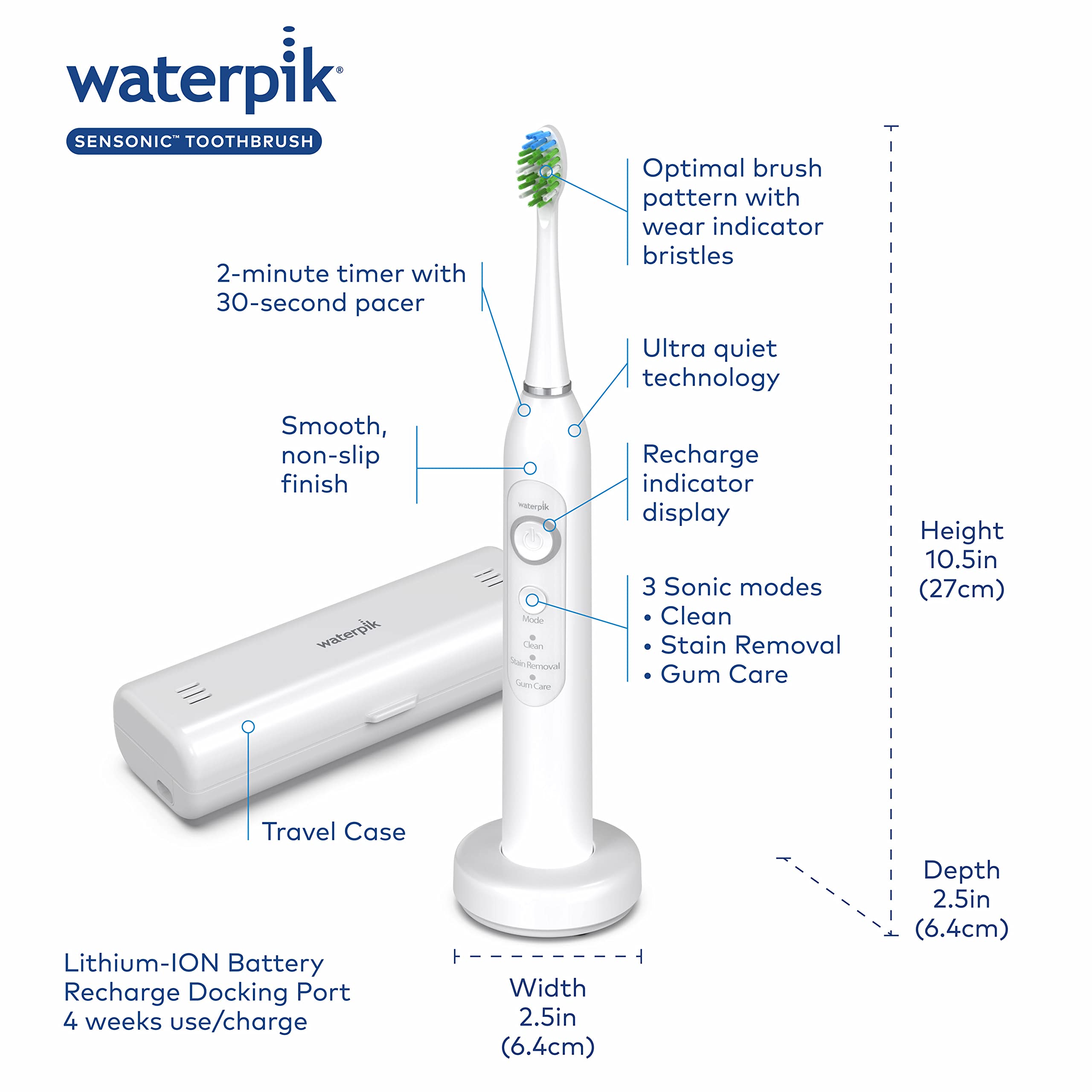 Foto 3 | Cepillo De Dientes Eléctrico Waterpik Sensonic Sonic Stw-03w020 Blanco - Venta Internacional.