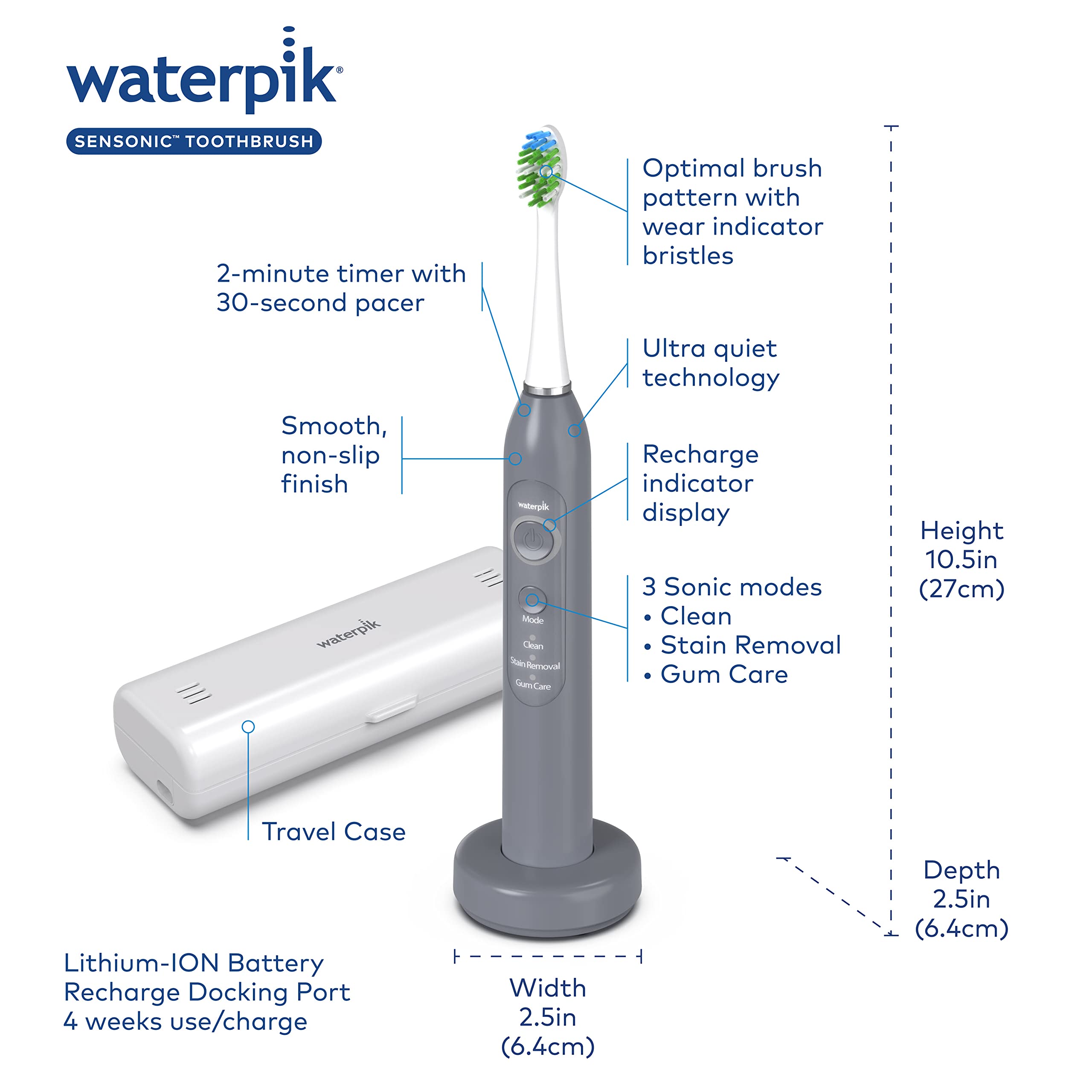 Foto 4 pulgar | Cepillo De Dientes Eléctrico Waterpik Sensonic Sonic Recargable - Venta Internacional.