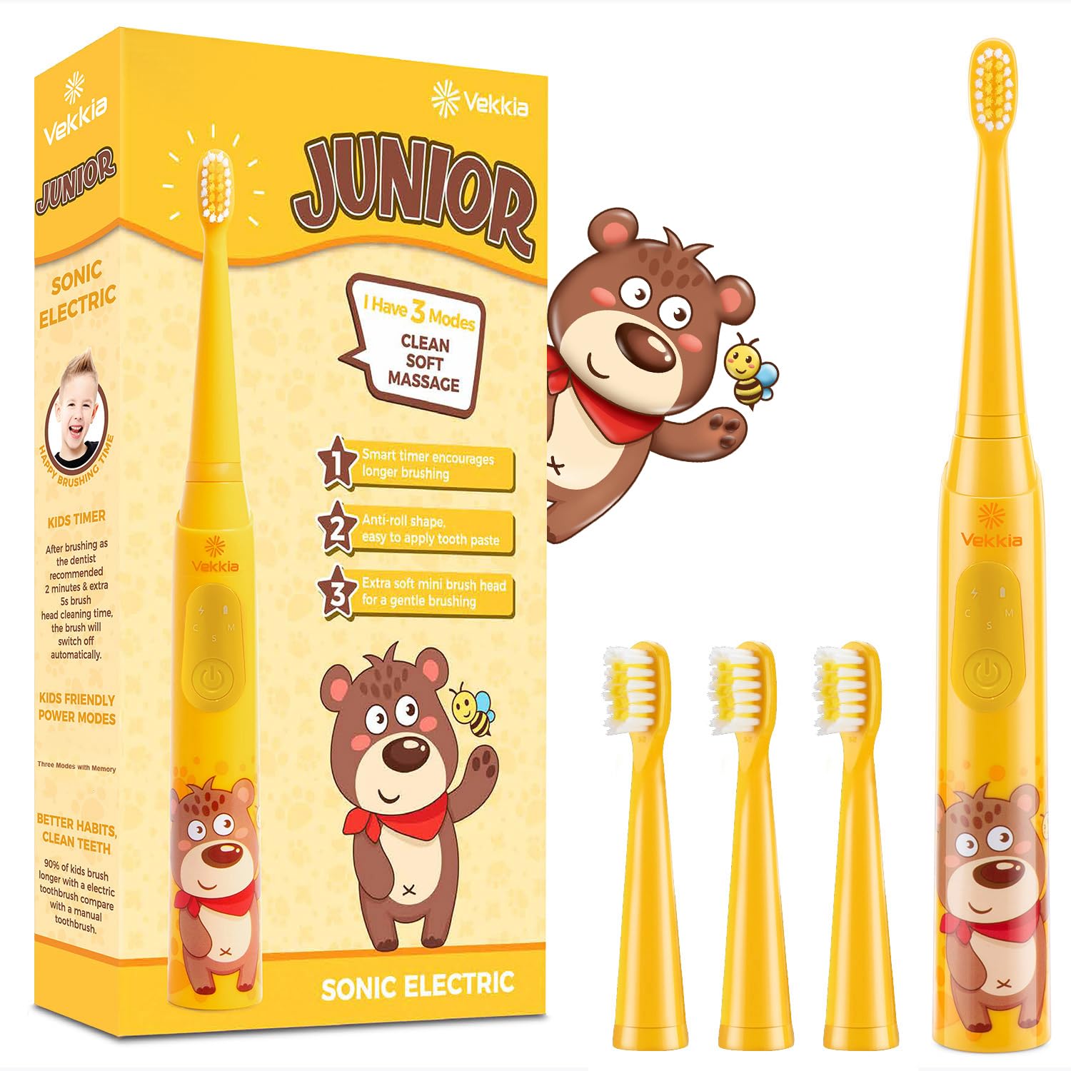 Foto 1 | Cepillo De Dientes Eléctrico Vekkia Sonic Recargable Para Niños Mayores De 5 Años - Venta Internacional.