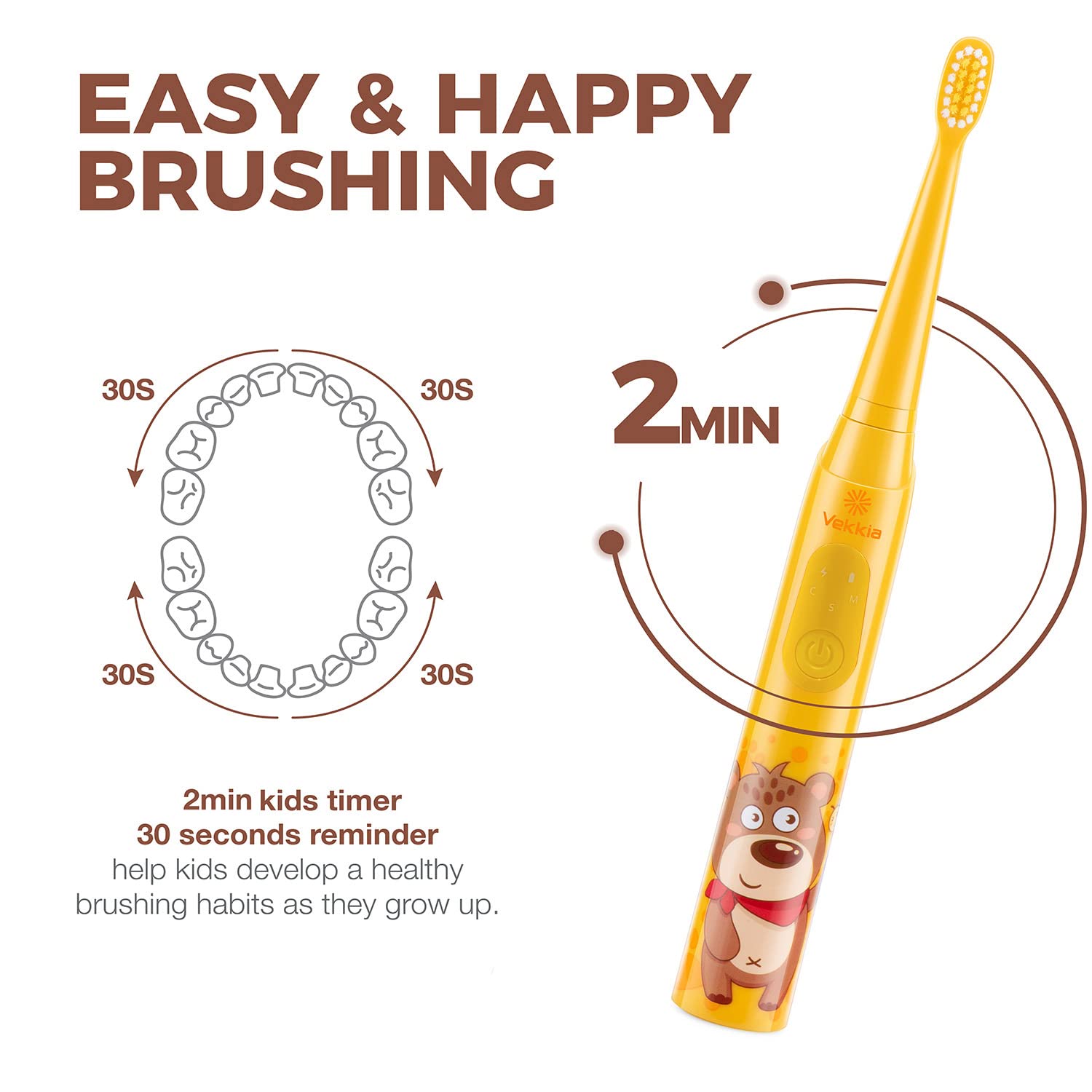 Foto 5 pulgar | Cepillo De Dientes Eléctrico Vekkia Sonic Recargable Para Niños Mayores De 5 Años - Venta Internacional.