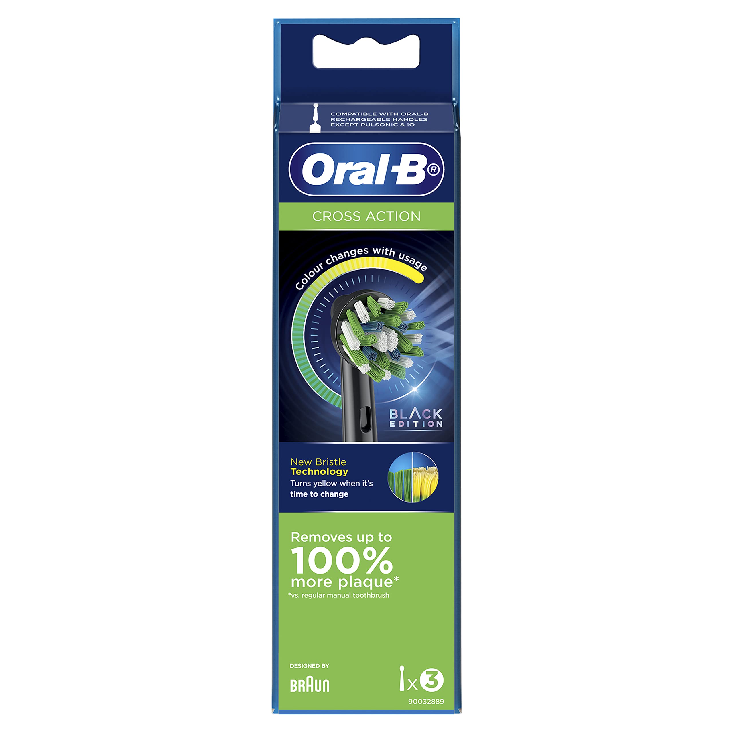Cabezales de Repuesto Oral-B Cross Action Negros 3 Piezas- Venta Internacional