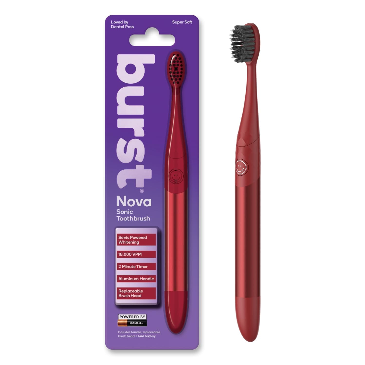Cepillo De Dientes Burst Nova Sonic Powered Para Blanquear Los Dientes, Rojo - Venta Internacional. $658