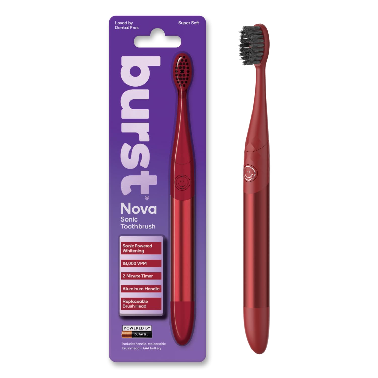 Foto 2 pulgar | Cepillo De Dientes Burst Nova Sonic Powered Para Blanquear Los Dientes, Rojo - Venta Internacional.