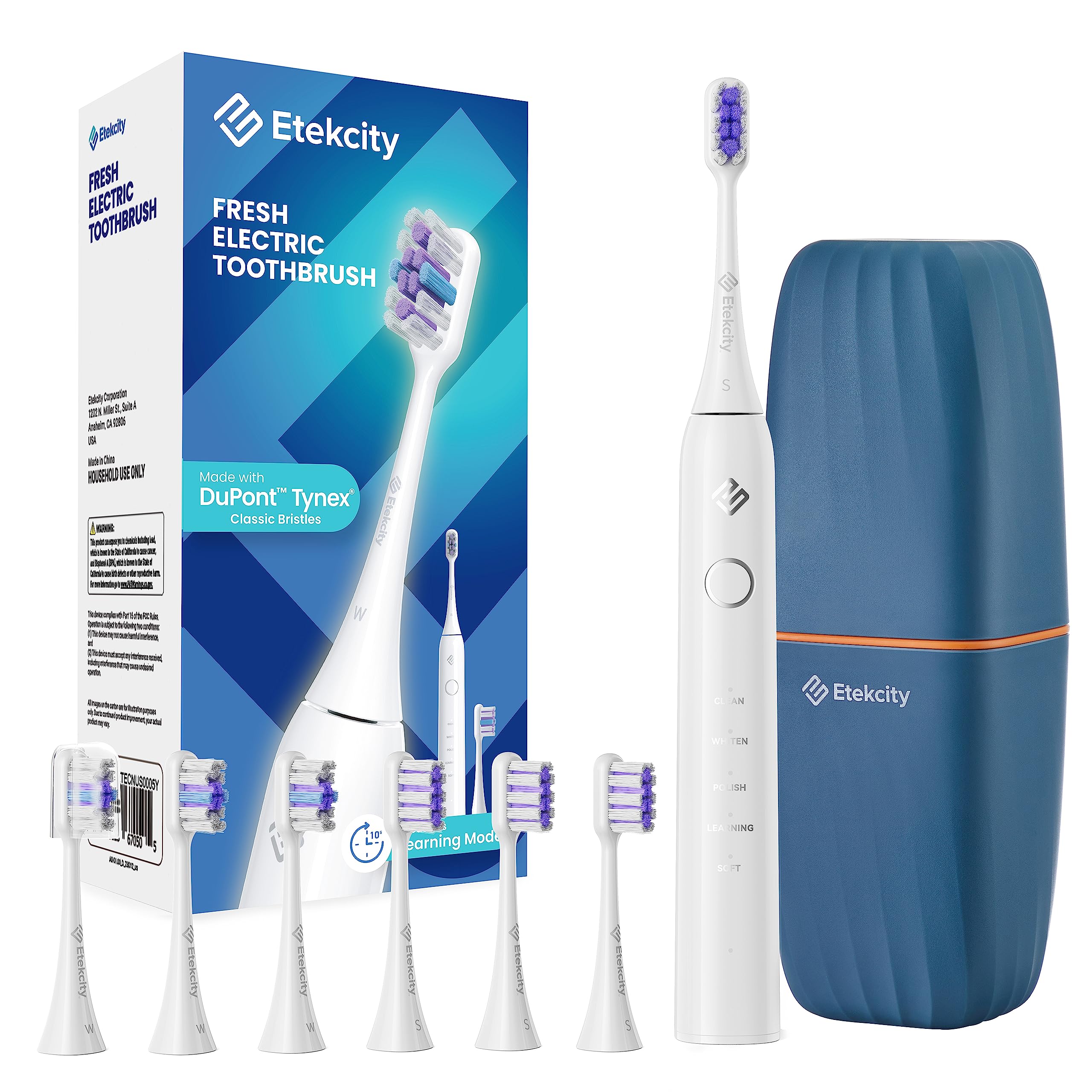 Foto 2 pulgar | Cepillo De Dientes Eléctrico Etekcity Unisex Con Cable, 5 Modos, Blanco - Venta Internacional.