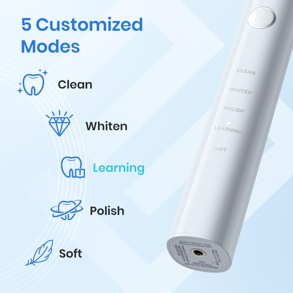 Foto 5 | Cepillo De Dientes Eléctrico Etekcity Unisex Con Cable, 5 Modos, Blanco - Venta Internacional.