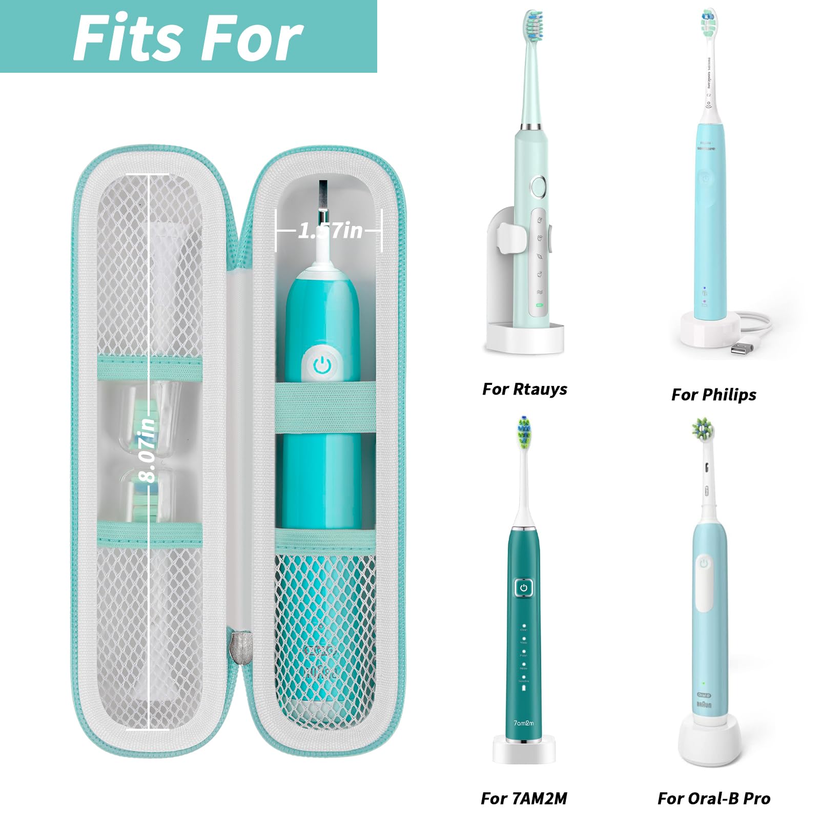 Foto 3 pulgar | Funda Rígida De Viaje Para Cepillos De Dientes Para Oral-b Y Philips Sonicare - Venta Internacional.