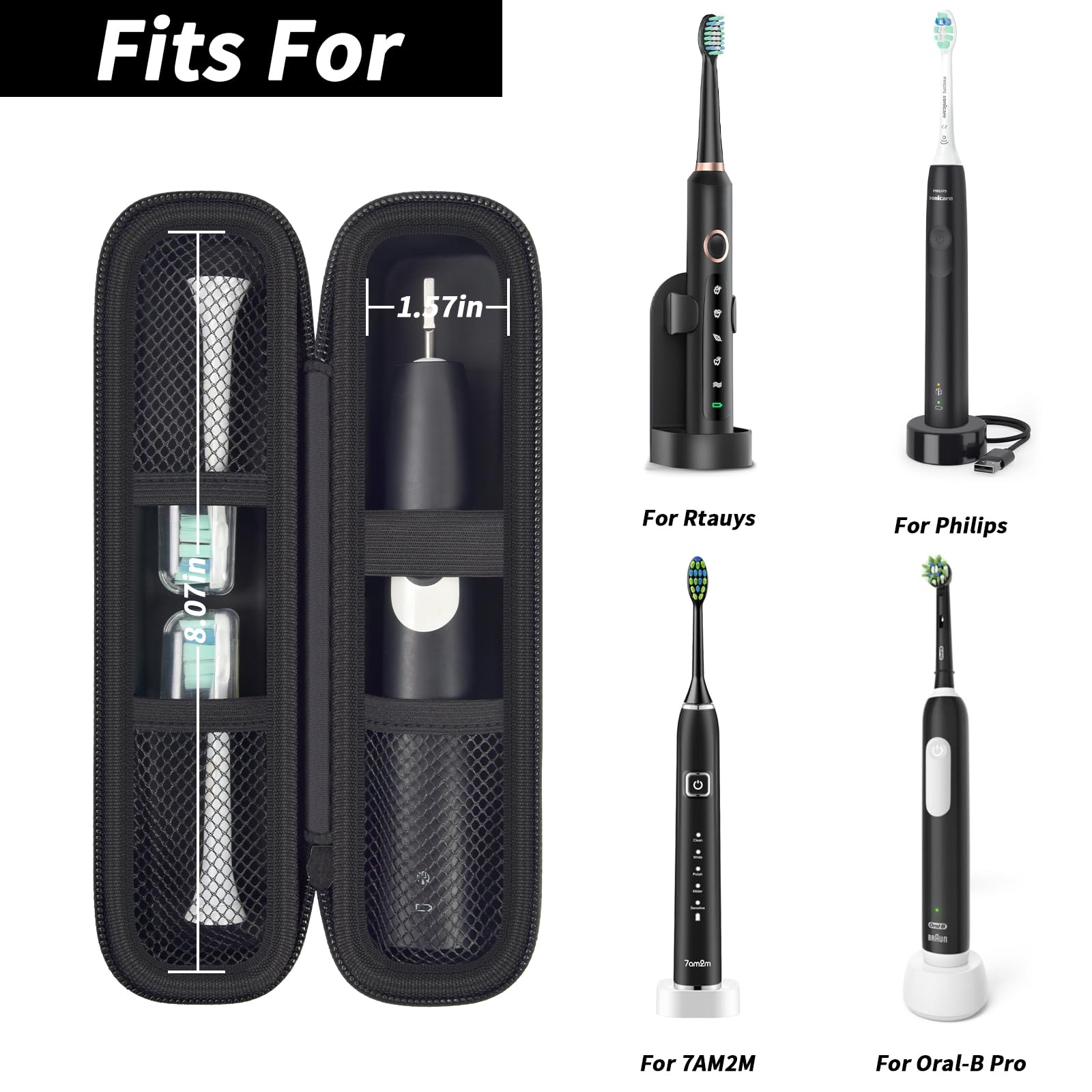 Foto 3 pulgar | Funda Rígida De Viaje Para Cepillos De Dientes Para Oral-b Y Philips Sonicare - Venta Internacional.