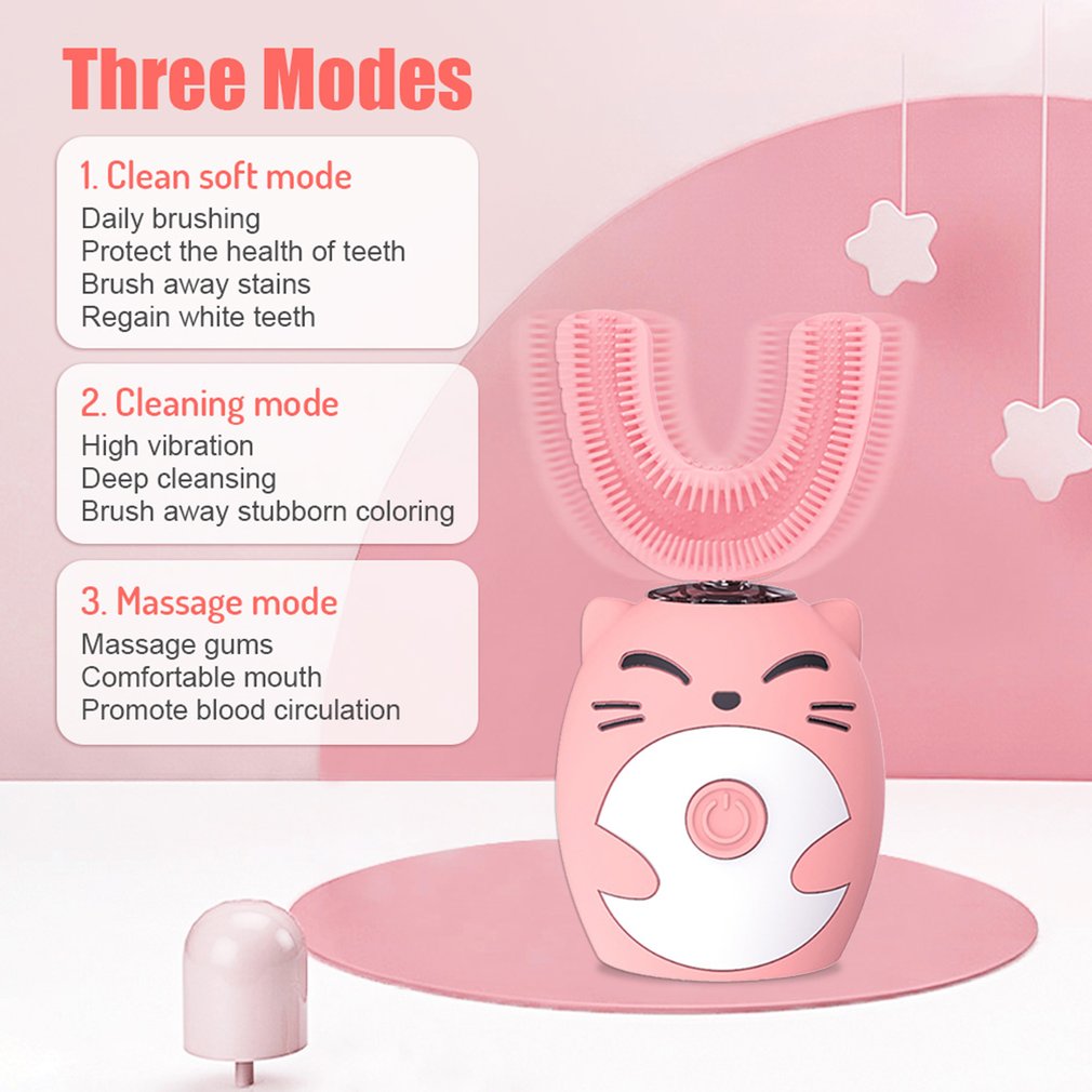 Foto 3 pulgar | Cabezal de Cepillo de Dientes Eléctrico Forma de U de Silicona Rosa para Niños - Venta Internacional