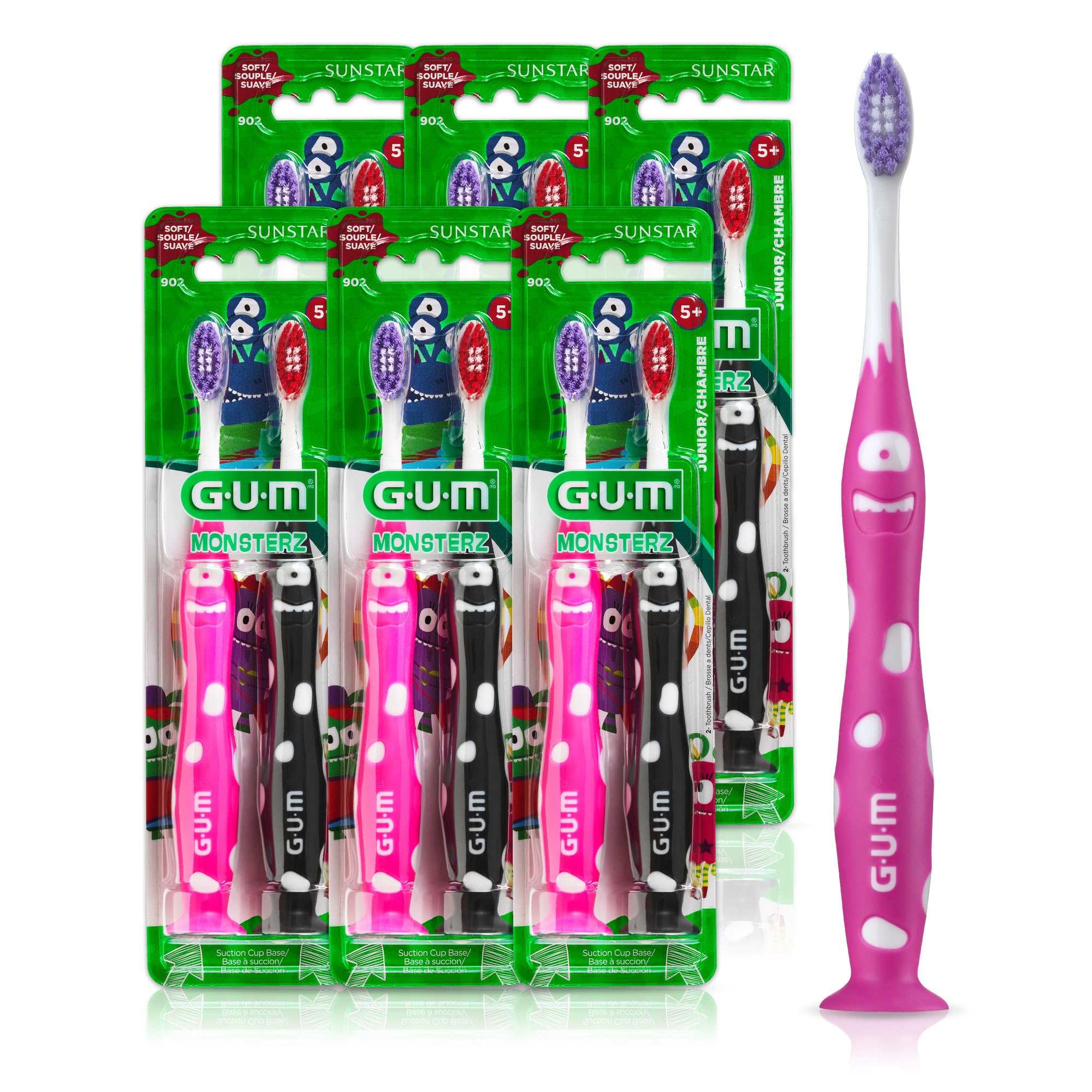 Foto 2 pulgar | Cepillo De Dientes Gum Monsterz Jr Para Niños De Cerdas Suaves De 5 Años O Más De 12 Unidades - Venta Internacional.